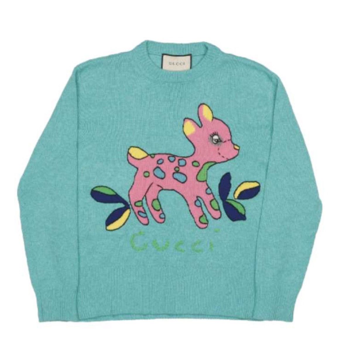 Gucci GUCCI Wool Sweater With Fawn In Blue Size S / US 4 / IT 40 - 1 Thumbnail
