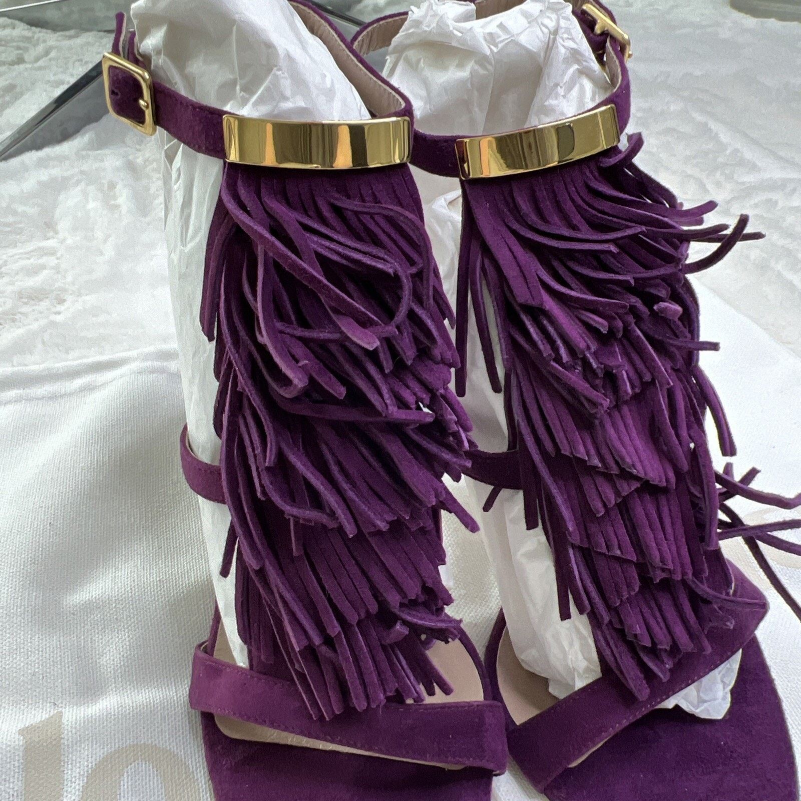 Chloe CHOLE-Fringe Suede Heel/Sandal Violet In Box-Made In Italy Size US 6 / IT 36 - 12 Thumbnail