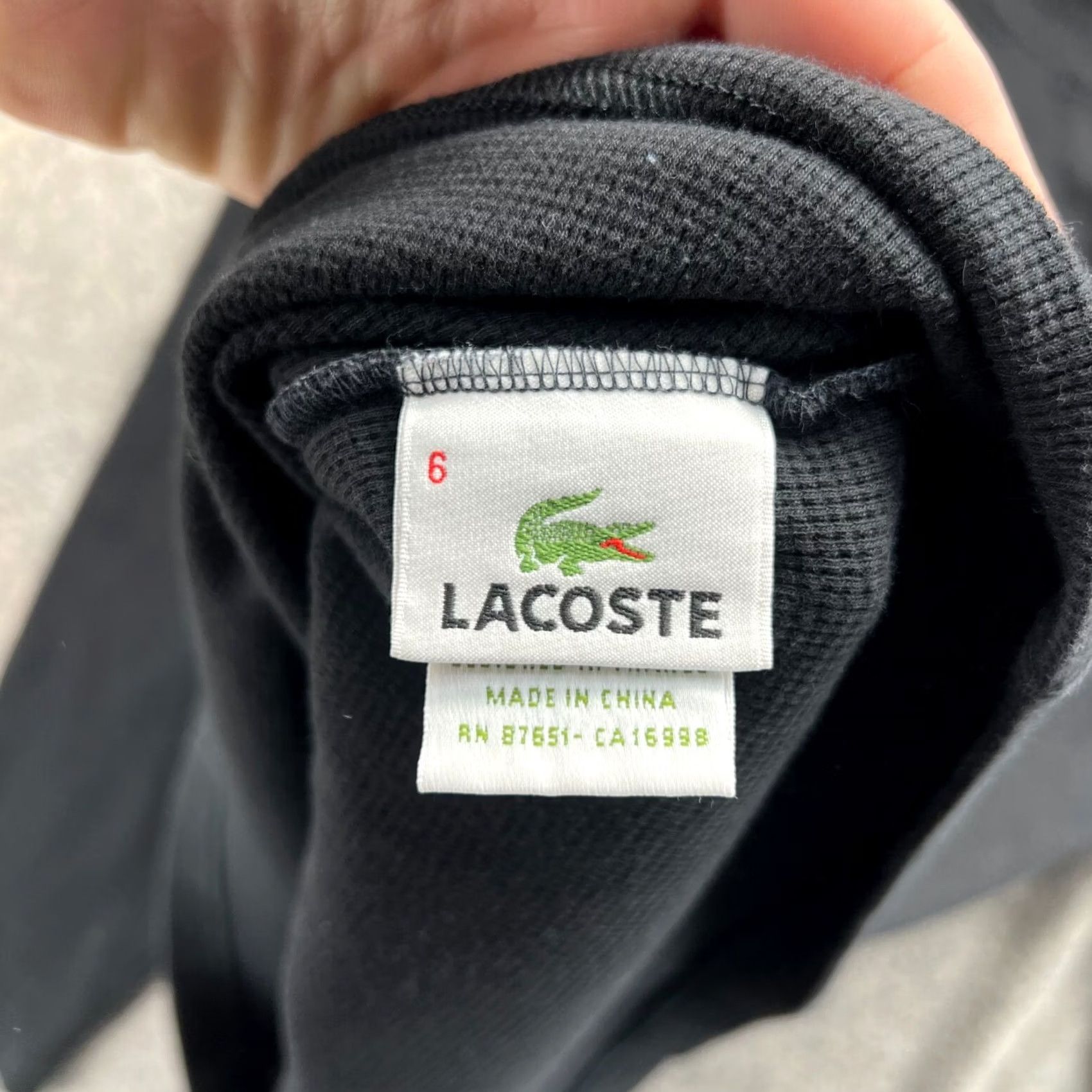Lacoste Lacoste Shirt Mens XL Black Waffle Knit Long Sleeve Embroidery Pullover Luxury 6 Size US XL / EU 56 / 4 - 5 Thumbnail