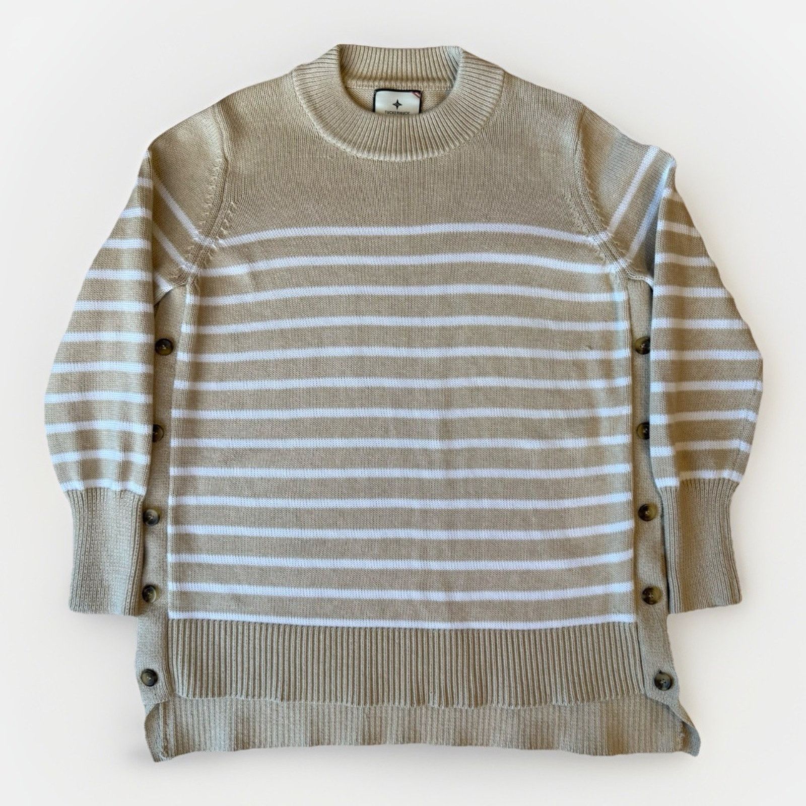Tuckernuck Bar Harbor Sweater Women's M Beige White Striped