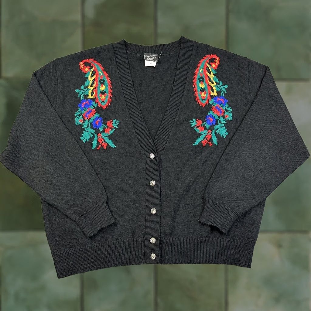 Vintage VINTAGE Southern Lady 2X Acrylic Button Up Cardigan Sweater Women’s Plus Size Black Knit Vintage 90s Mens Womens Size XXL / US 16-18 / IT 52-54 - 1 Thumbnail