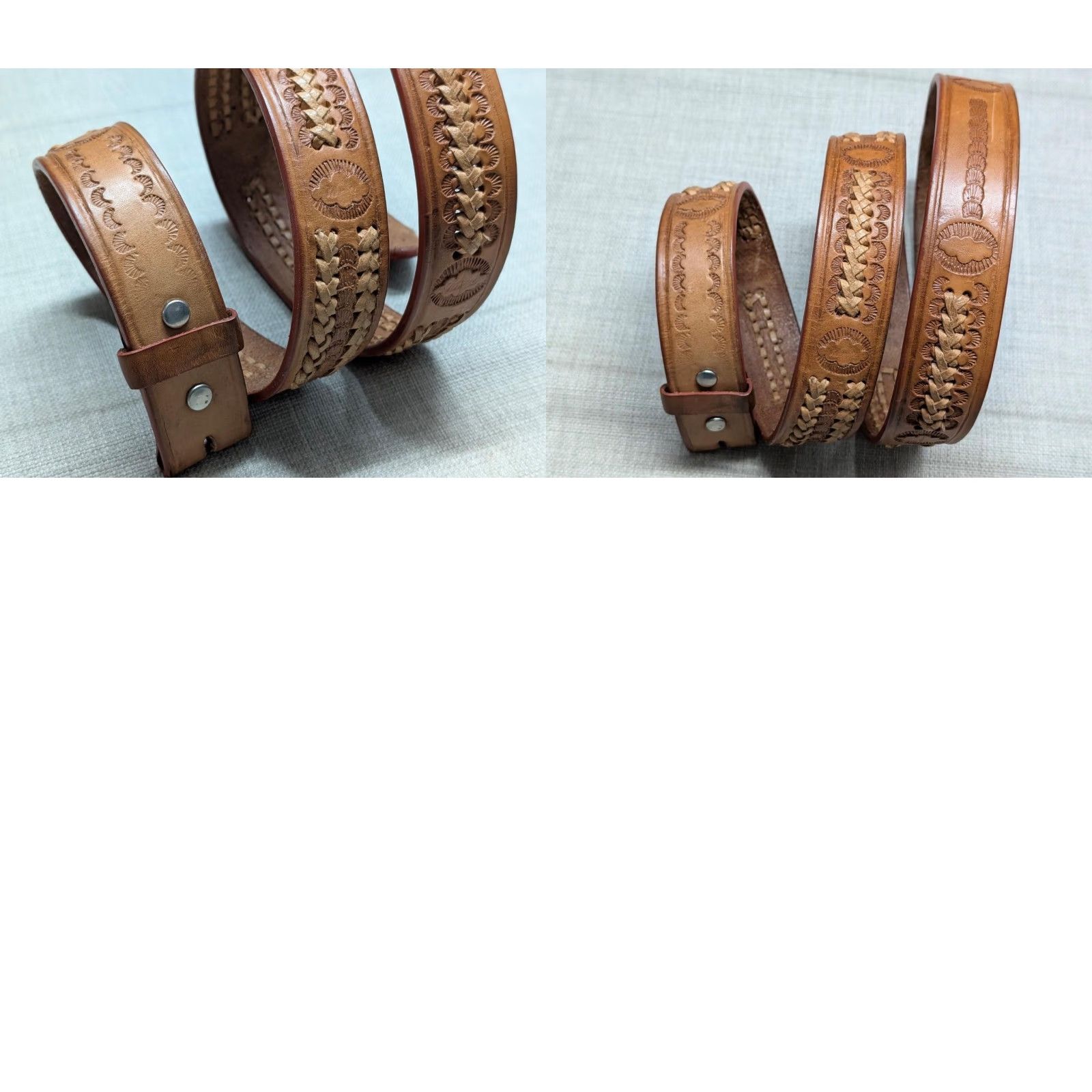 Vintage VINTAGE handcrafted western belt 1-1/2" tooled cowhide brown 44 Men Leather Belt, Cowboy, Rodeo, Buckle Snaps California Mexico Cowboy Mens Size 44 - 8 Thumbnail