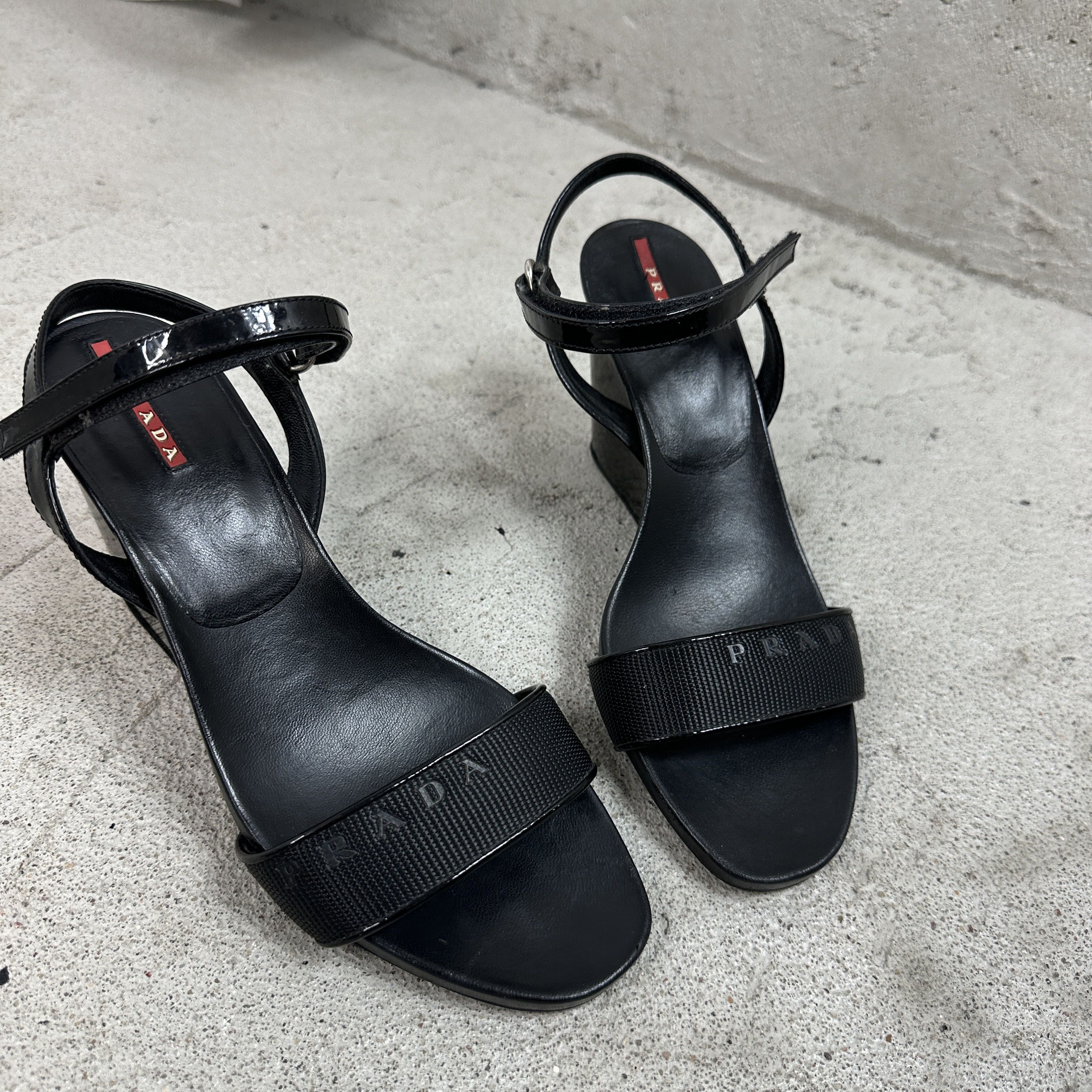 Prada × Vintage Vintage Avant Garde Prada Platform Wedge 00s Sandals Size US 8 / IT 38 - 3 Thumbnail