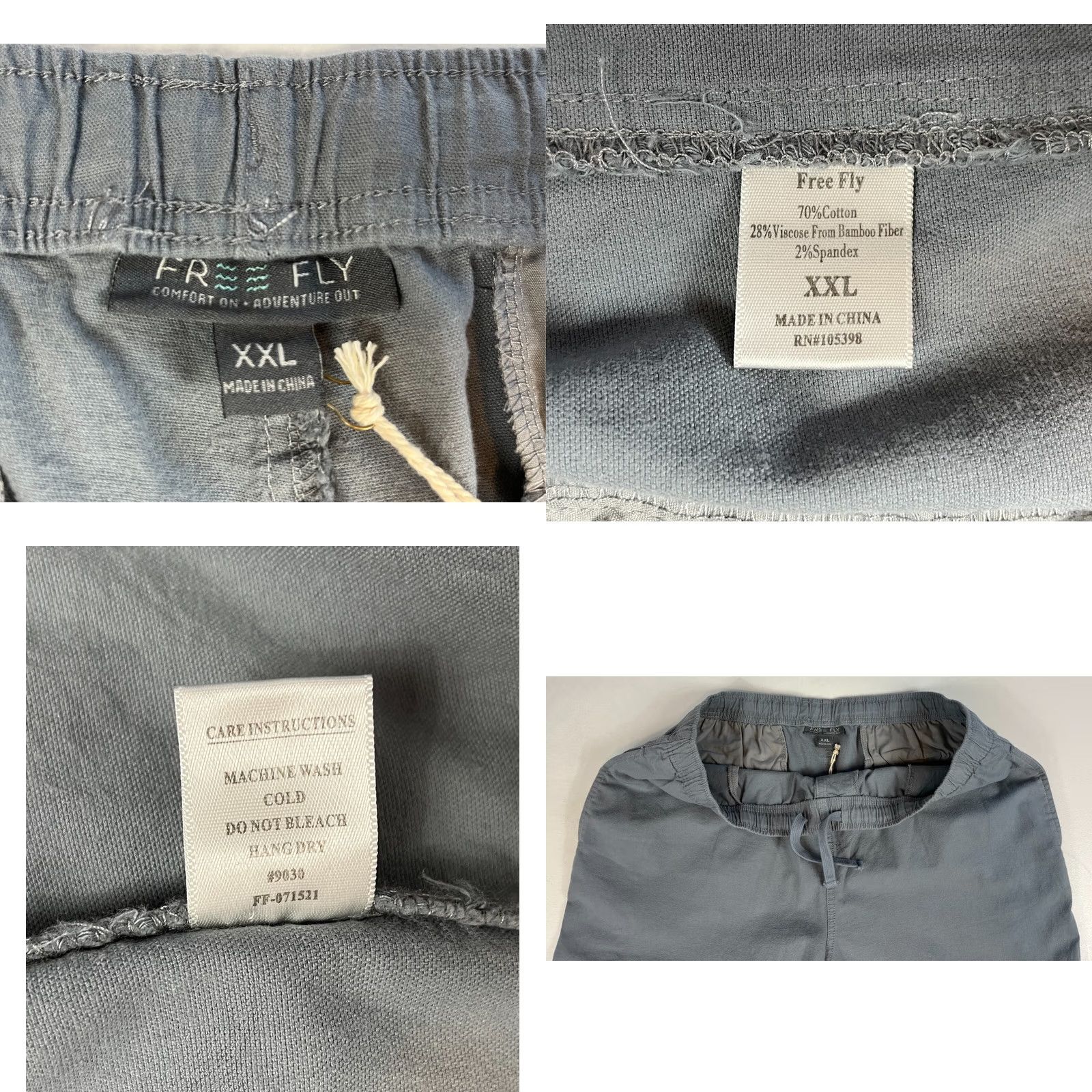 Vintage Free Fly Men's Stretch Canvas Short 7" slate 2XL Gray Chino Outdoor 70% Cotton 28% Viscose from Bamboo 2% Spandex NWT Size US 39 - 8 Thumbnail