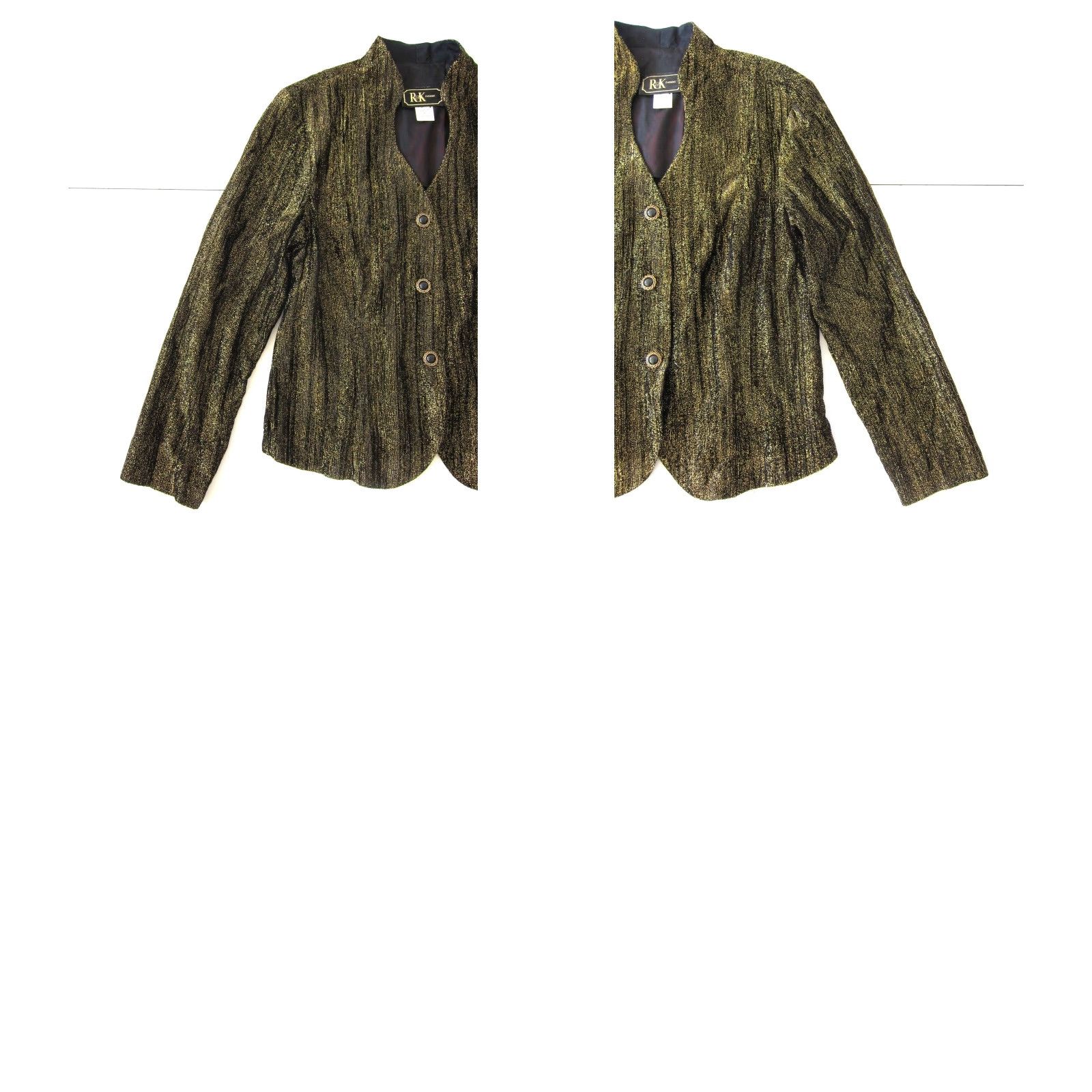 Vintage VINTAGE R&K Evening Blazer Women PL Gold Sparkle Button Up Bolero Jacket Sh Size L / US 10 / IT 46 - 8 Thumbnail