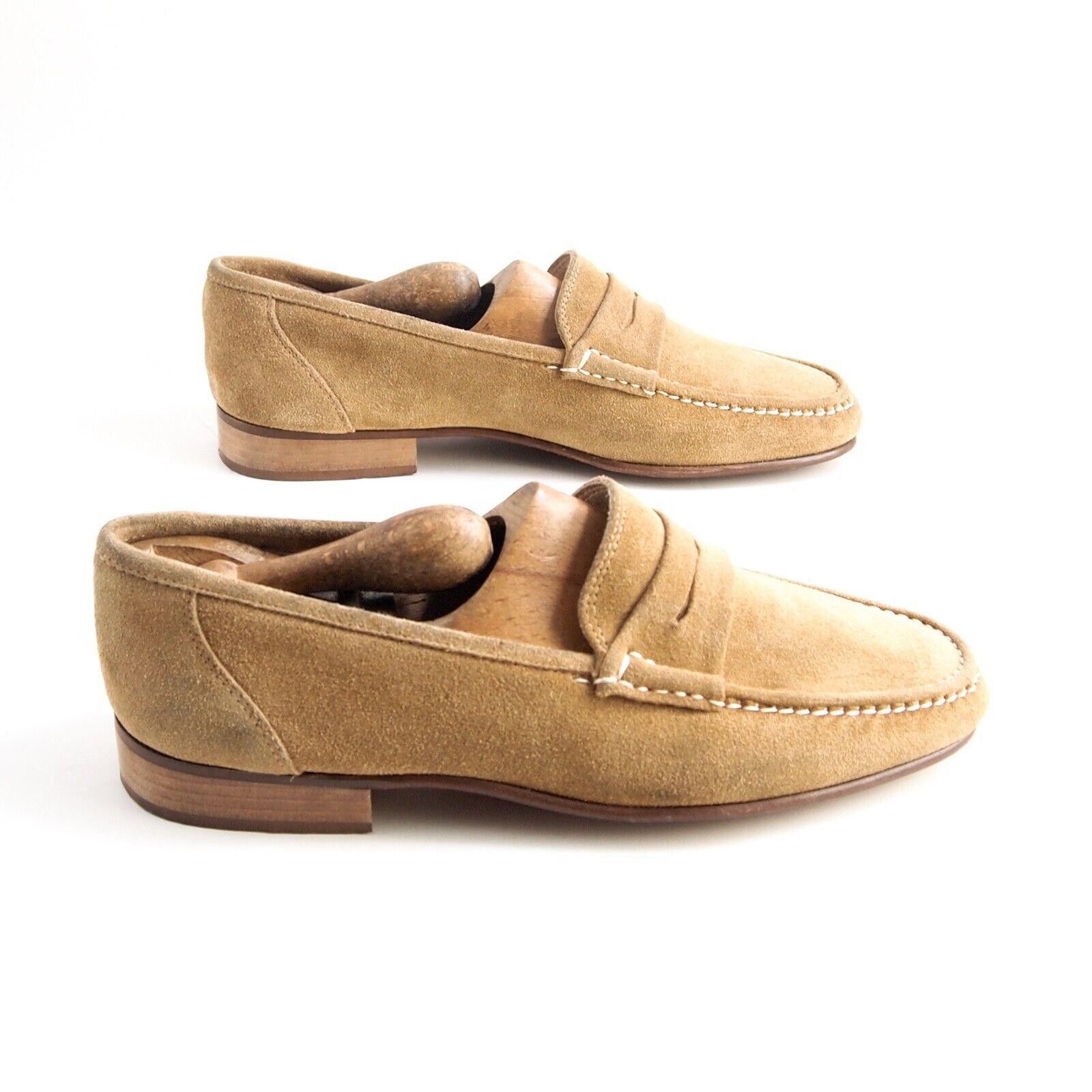 Designer Mauro Volponi Penny Loafers Beige Suede Mens US 8 EU 41 Size US 8 / EU 41 - 5 Thumbnail