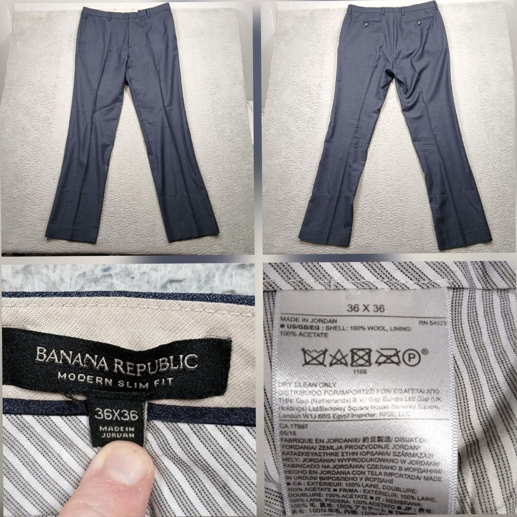 Banana Republic Banana Republic Dress Pants Men 36x36 Gray Slim Fit Wool Modern Size US 36 / EU 52 - 2 Thumbnail
