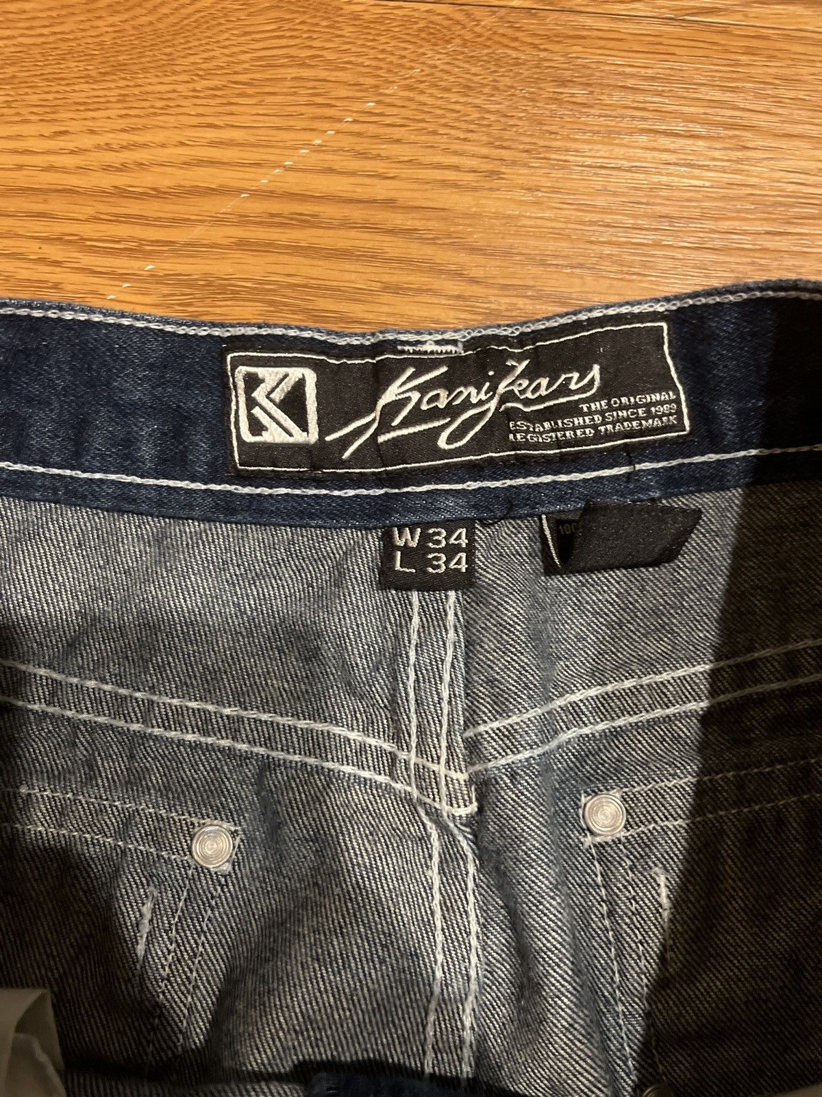 Karl Kani vintage y2k karl kani baggy blue embroidered jeans Size US 33 - 5 Thumbnail