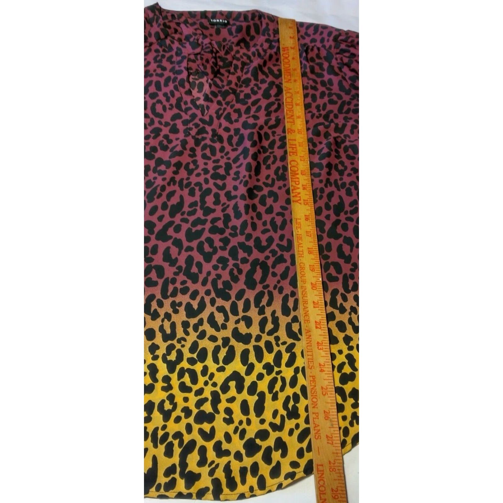 Torrid Torrid Blouse Leopard Cat Print Tie Neck Balloon Sleeve Plus Size 1 Multicolor Crepe Polyester Women Shirt Size XS / US 0-2 / IT 36-38 - 5 Thumbnail