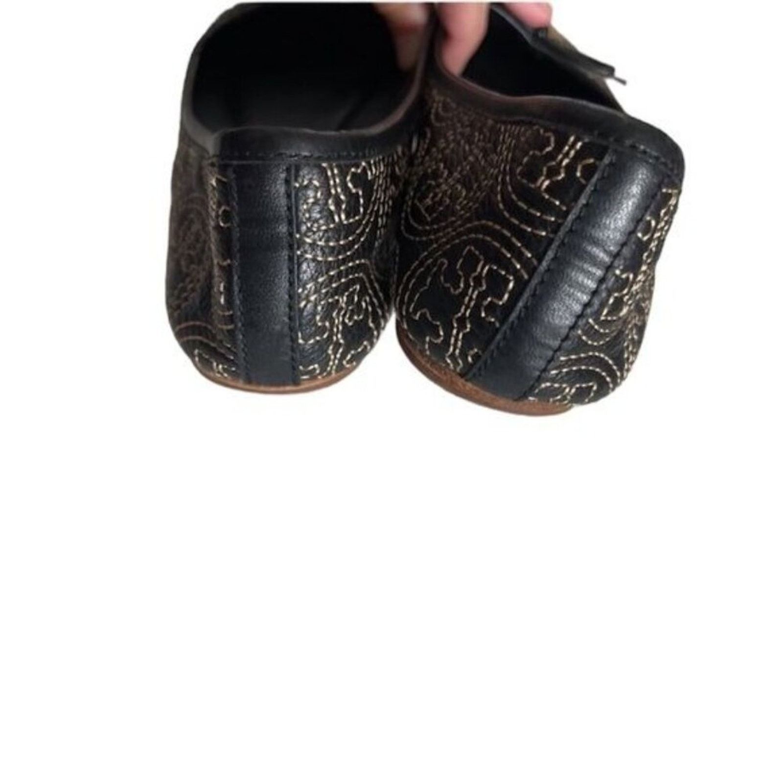 Tory Burch Tory Burch Flats Black Cream 6.5 Leather Sole Leather Upper Size US 6.5 / IT 36.5 - 8 Thumbnail