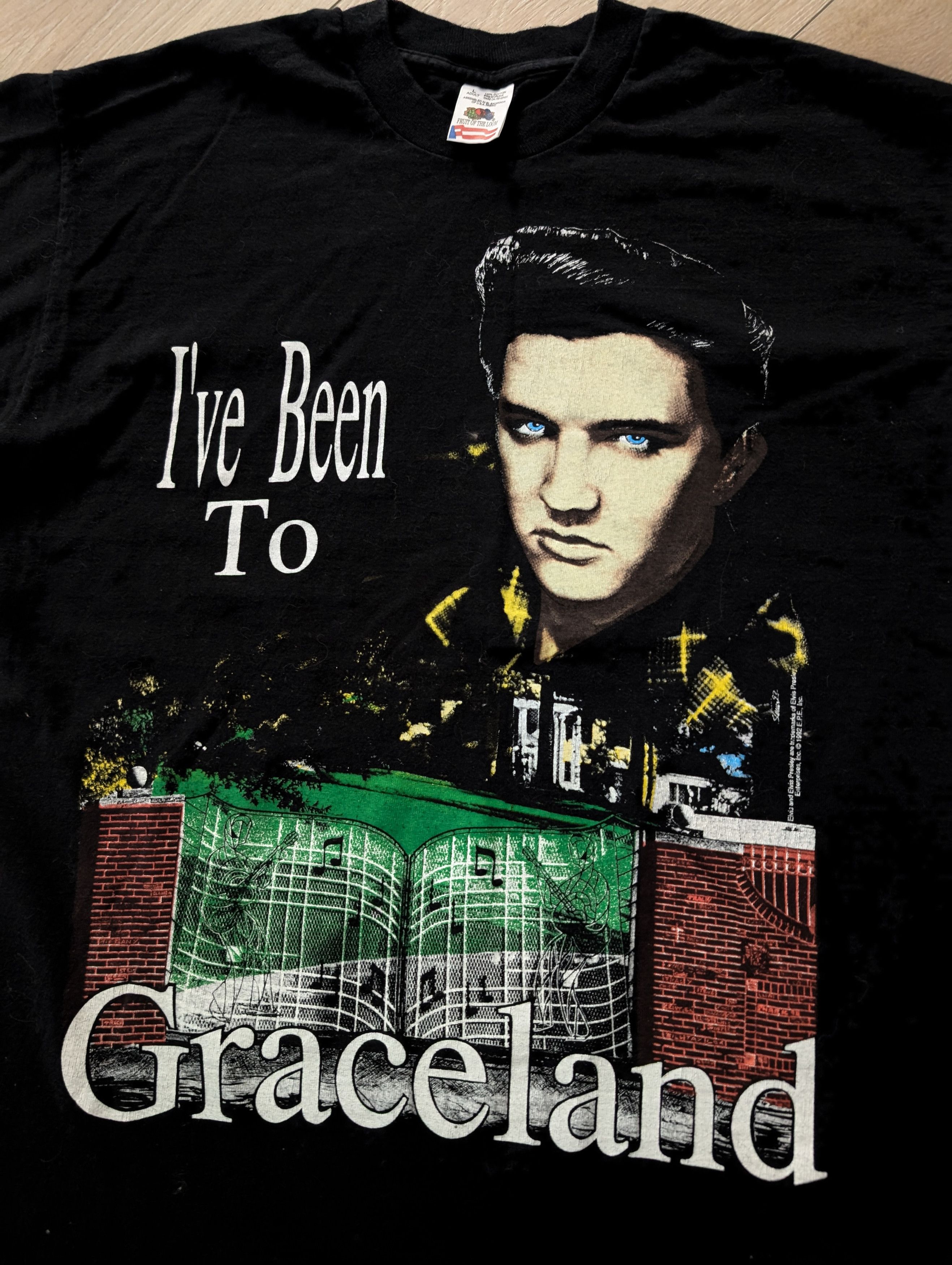 Fruit Of The Loom × Vintage Vintage 1992 Elvis Presley t-shirt Size US L / EU 52-54 / 3 - 2 Thumbnail