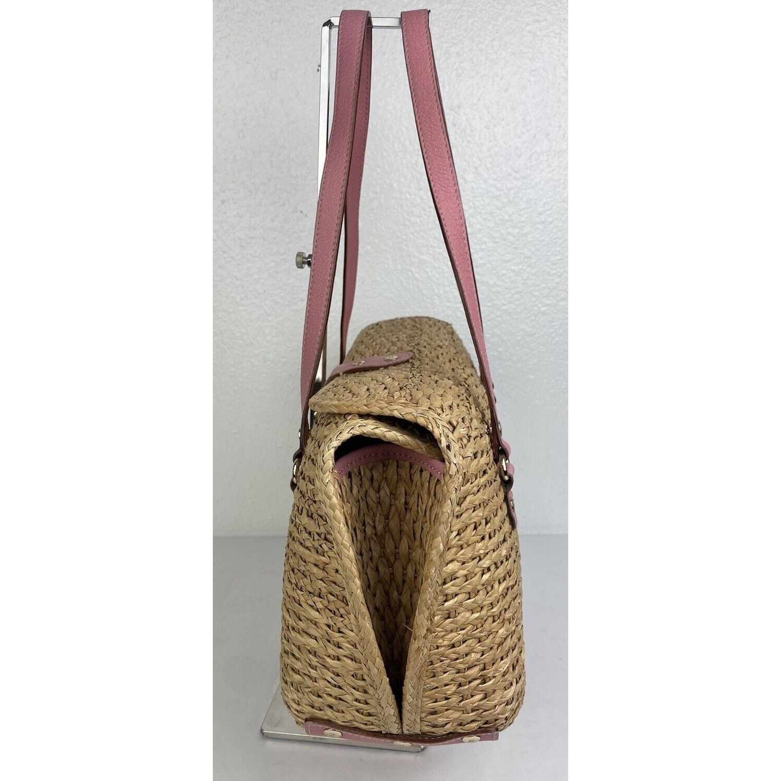 Kate Spade Kate Spade Straw Picnic Wine Bag Purse Basket Pink Leather Size ONE SIZE - 10 Thumbnail