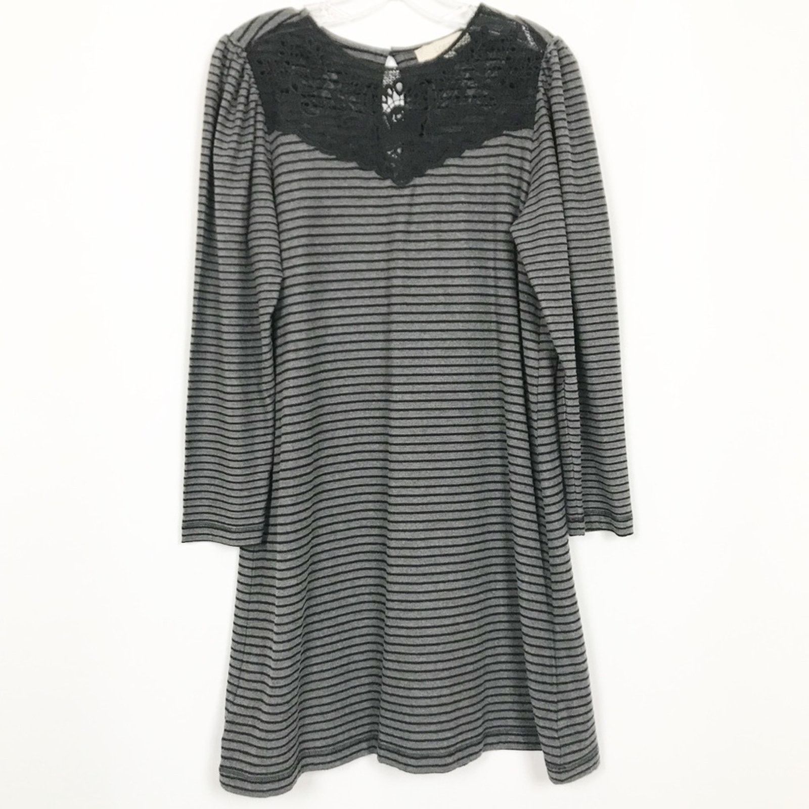 Loft Ann Taylor Loft Black/Gray Striped Lace Dress Sz S Size S / US 4 / IT 40 - 9 Thumbnail
