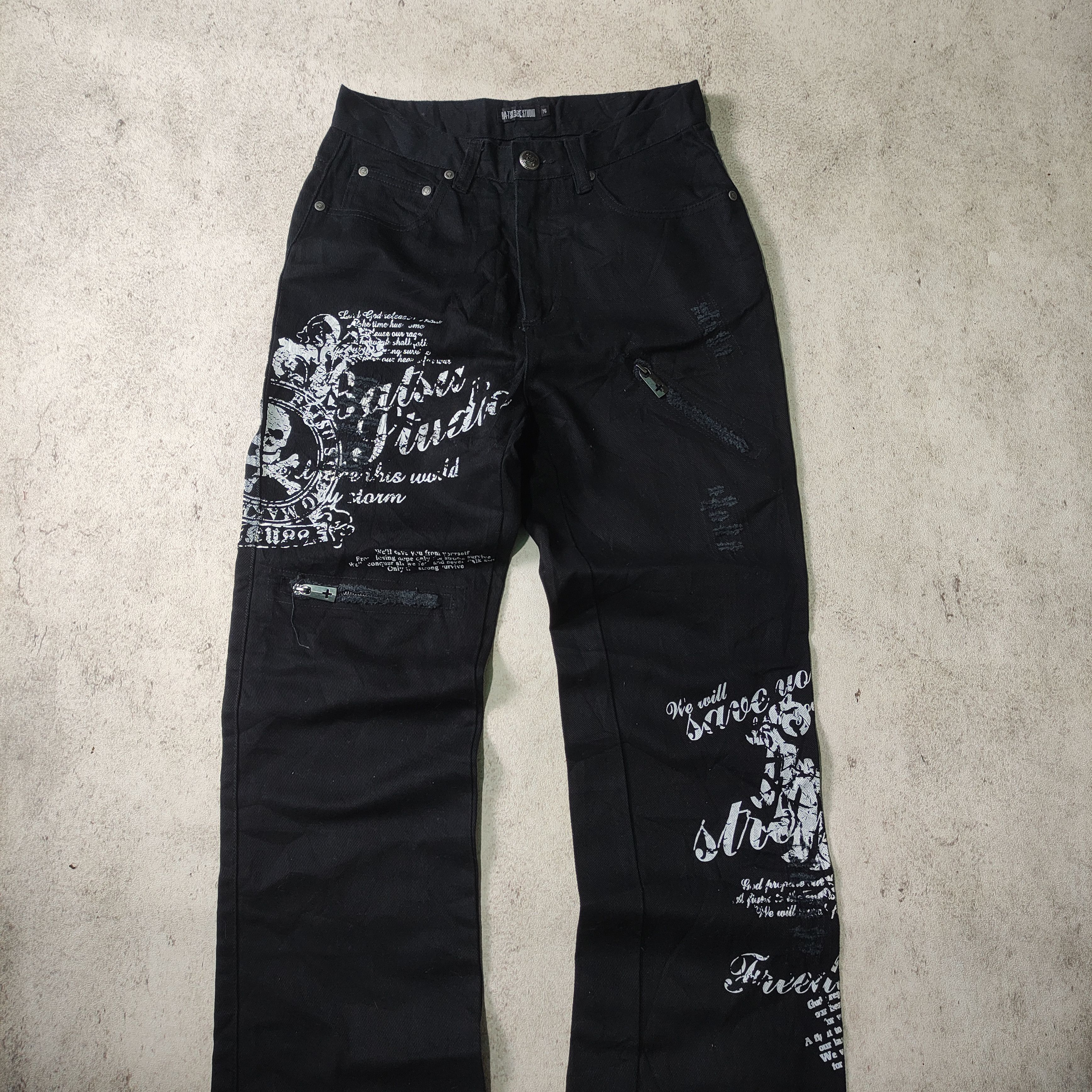 Japanese Brand × Seditionaries × Vintage Batsu Studio Printed Zipper Pocket Jeans Size US 29 - 13 Thumbnail