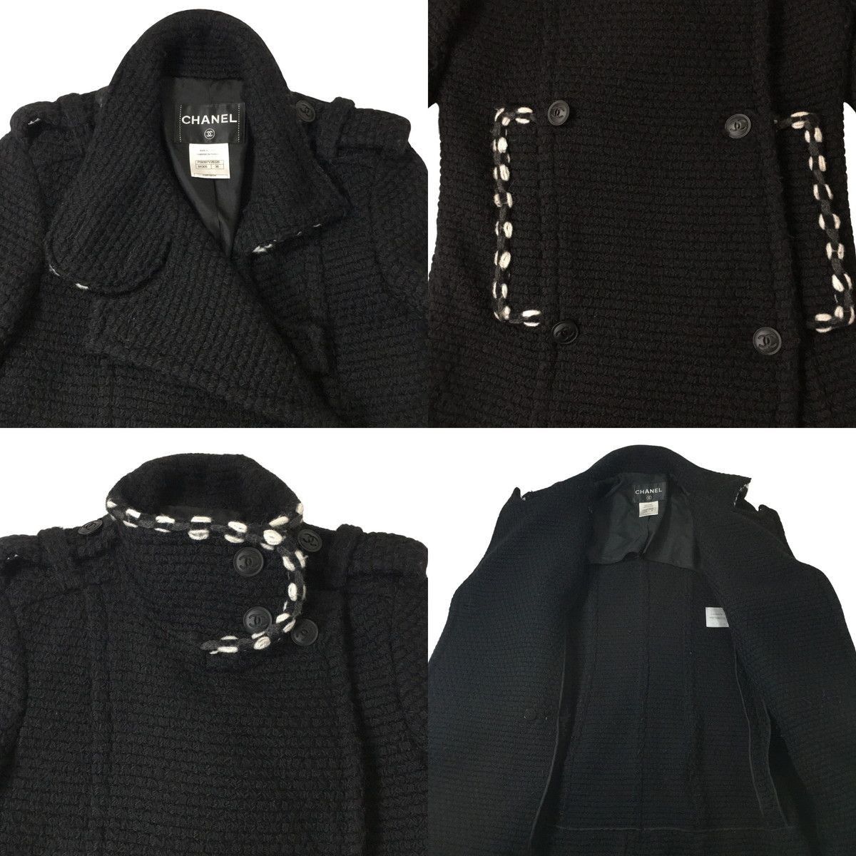 Chanel CHANEL P Tweed Knit Coat Wool Black P39397V28326 2010 wome Size XS / US 0-2 / IT 36-38 - 7 Thumbnail