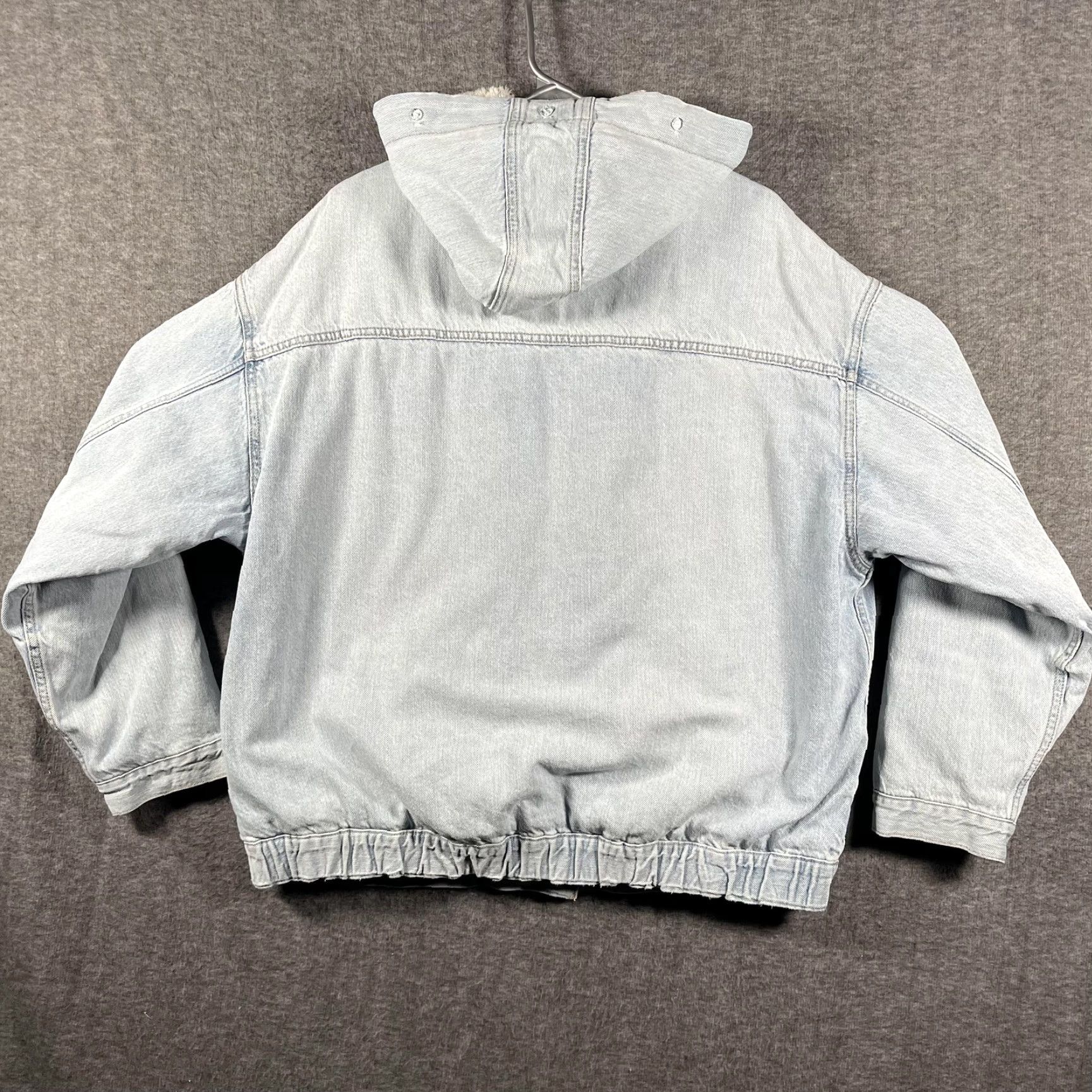 American Eagle Outfitters VINTAGE? No — American Eagle Outfitters Jacket Womens XL Blue Hooded Sherpa Lined Denim Bomber Size XL / US 12-14 / IT 48-50 - 3 Thumbnail