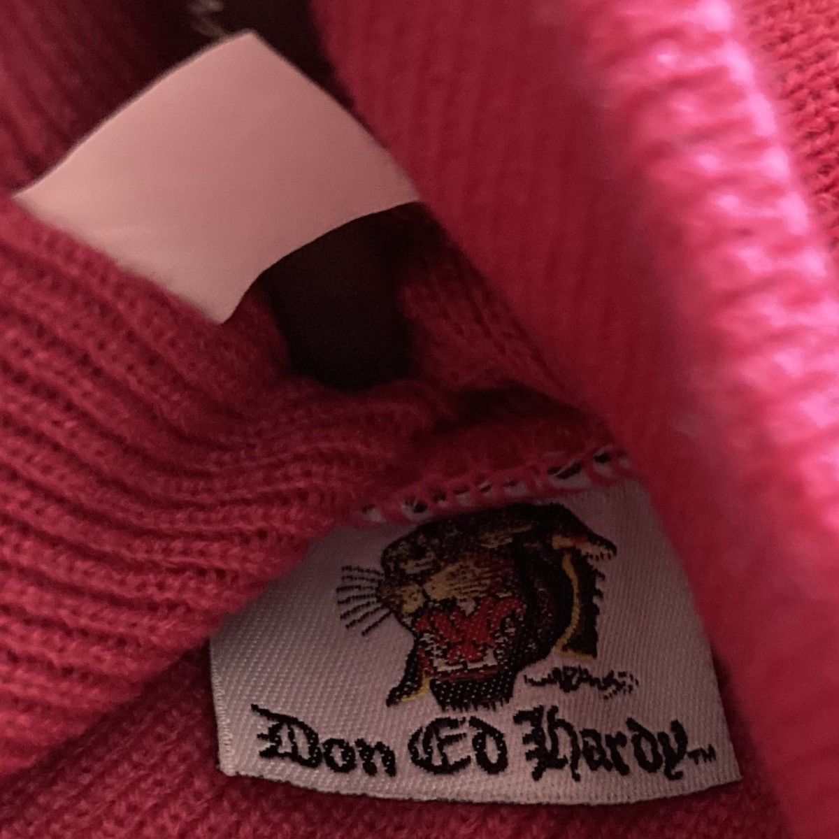 Christian Audigier DON ED HARDY PINK BEANIE CAP GEISHA JAPANESE EMBROIDERED Y2K Size ONE SIZE - 5 Thumbnail