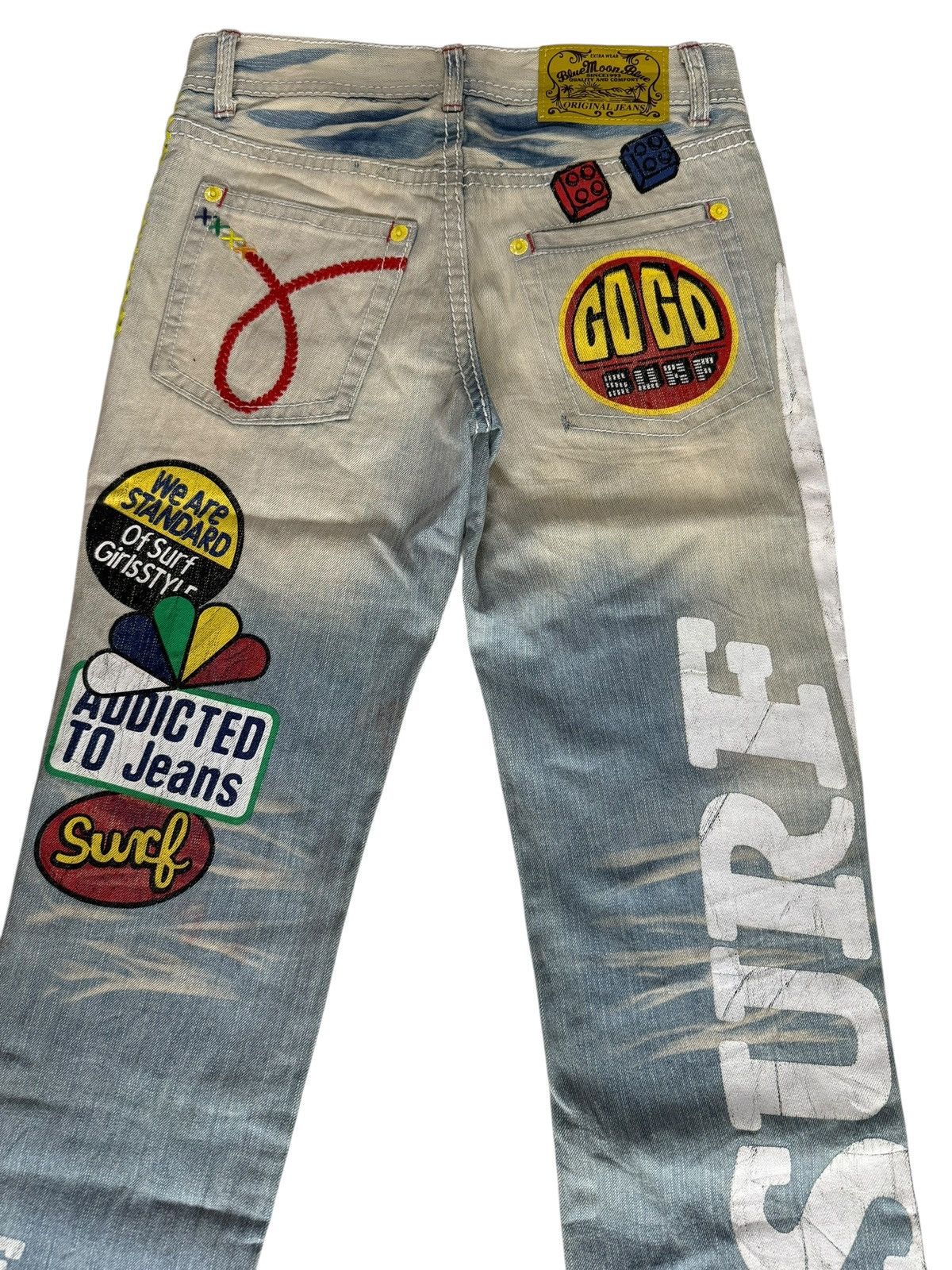 Japanese Brand Y2K Blue Moon Blue Denim Jeans Design Art Hippie Style Size US 28 / EU 44 - 22 Thumbnail
