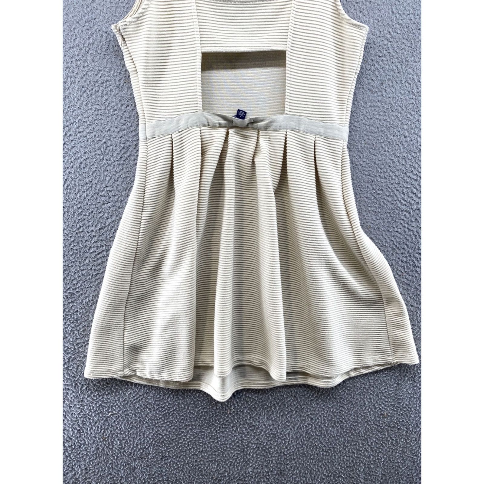 Vintage AMERICAN EAGLE Striped Sleeveless Dress Open Back Fit and Flare Size 4 Ivory Knit Cotton Blend Women Shirt Dress Womens Size S / US 4 / IT 40 - 7 Thumbnail