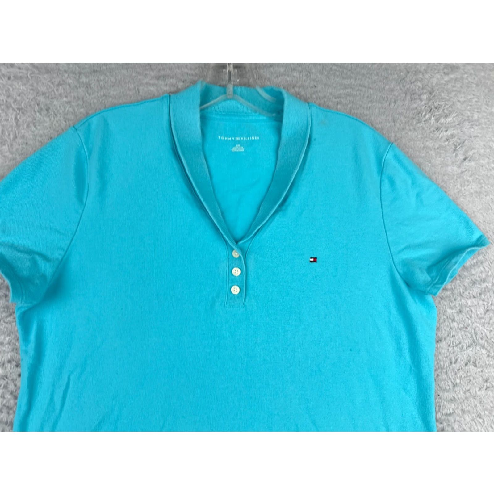 Tommy Hilfiger Tommy Hilfiger Women's Polo Shirt Large Blue Collared Cotton Blend Short Sleeve Classic Casual Size L / US 10 / IT 46 - 4 Thumbnail