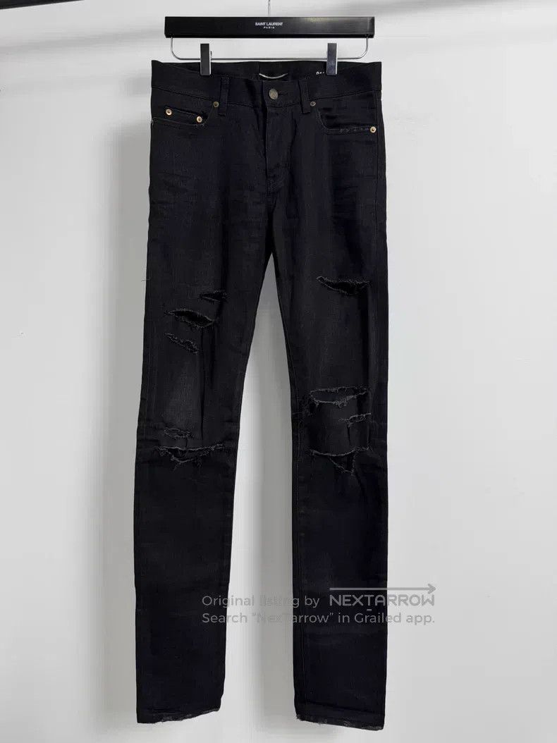 Saint Laurent Paris Saint Laurent Paris Black distressed denim jeans Size US 29 - 1 Thumbnail