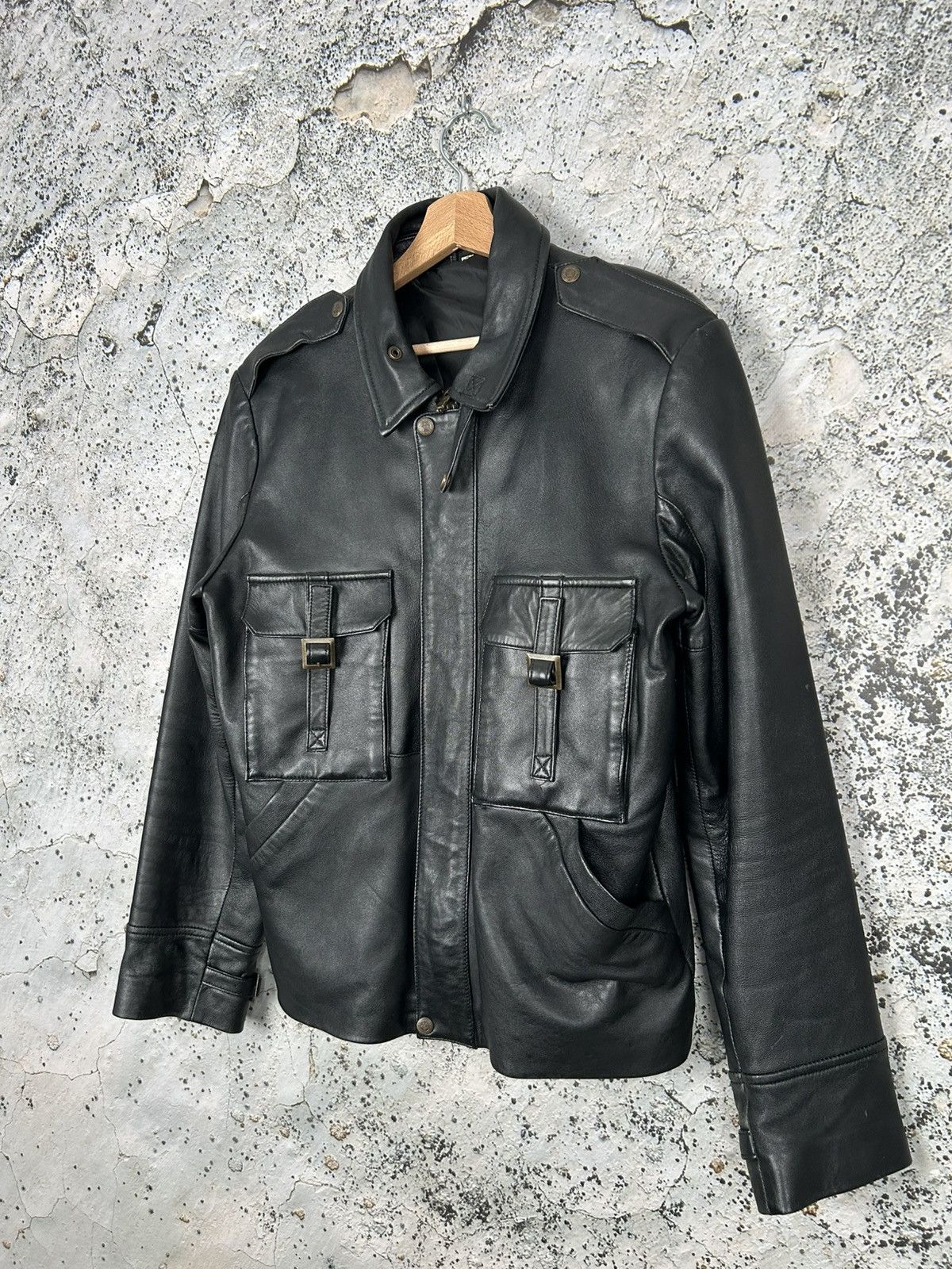 Vintage Genuine Leather Jacket 90s Boxy Punk Avant Garde