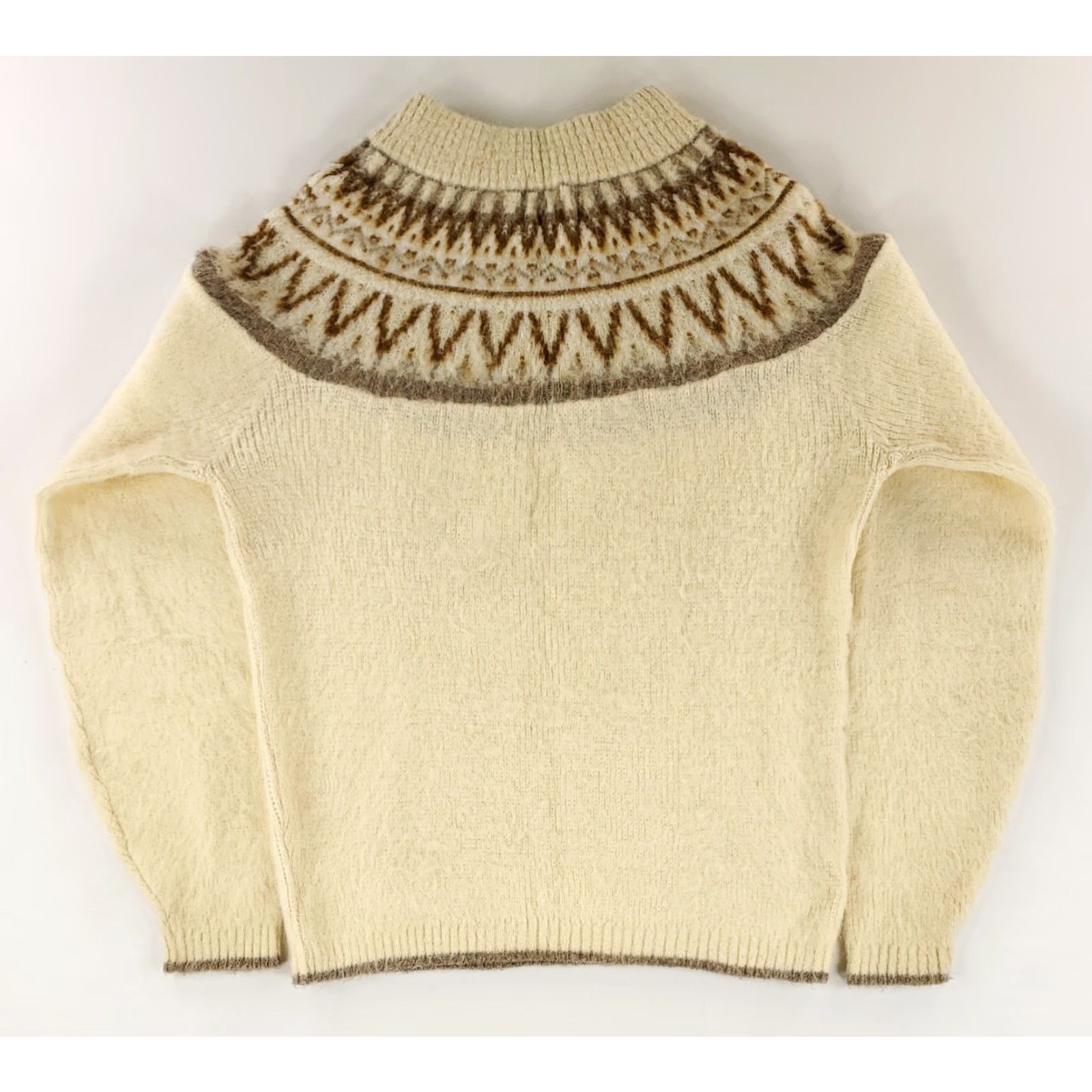 Vintage VINTAGE TownCraft Sweater Fair Isle Ivory L Mens Cream Fuzzy Acrylic Mohair Nordic 60s Pullover Size US L / EU 52-54 / 3 - 3 Thumbnail