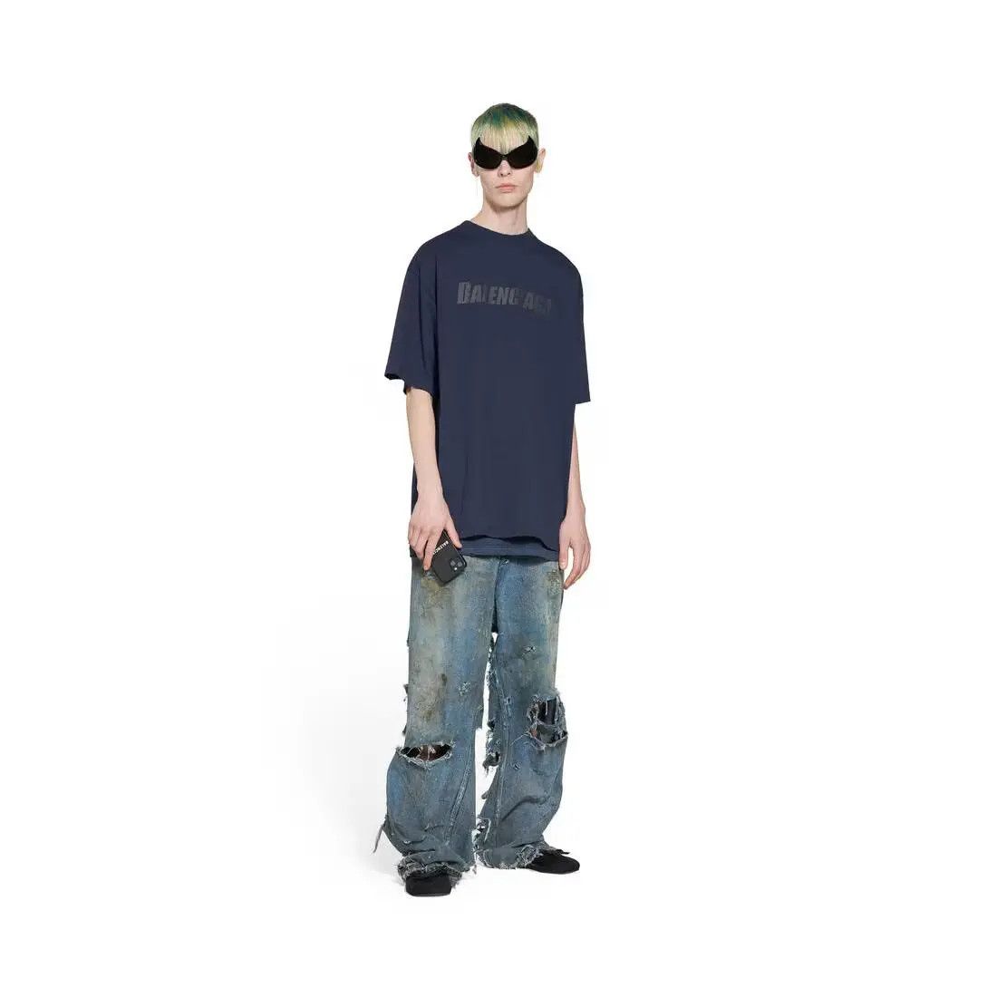 Balenciaga o1la1rc1a0824 Caps T-Shirt Boxy Fit in Navy Size US M / EU 48-50 / 2 - 6 Thumbnail