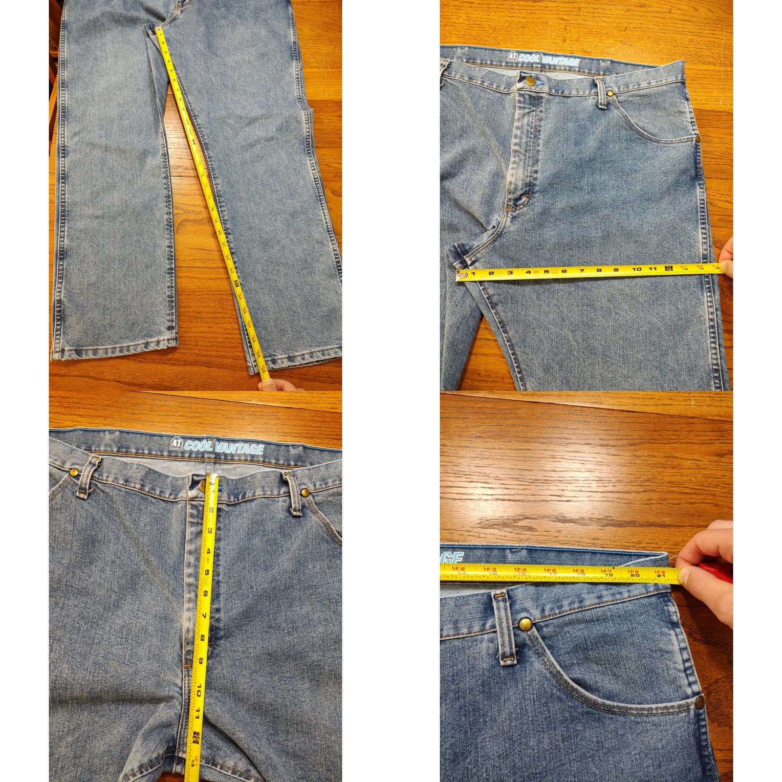 Wrangler Wrangler Jeans Western Denim 42x30 Regular Mens Five-Pocket Blue Wrangler 47MWZ Cowboy Cut Vintage No 80s 90s American Ranch Rodeo USA Classic Size US 42 / EU 58 - 8 Thumbnail