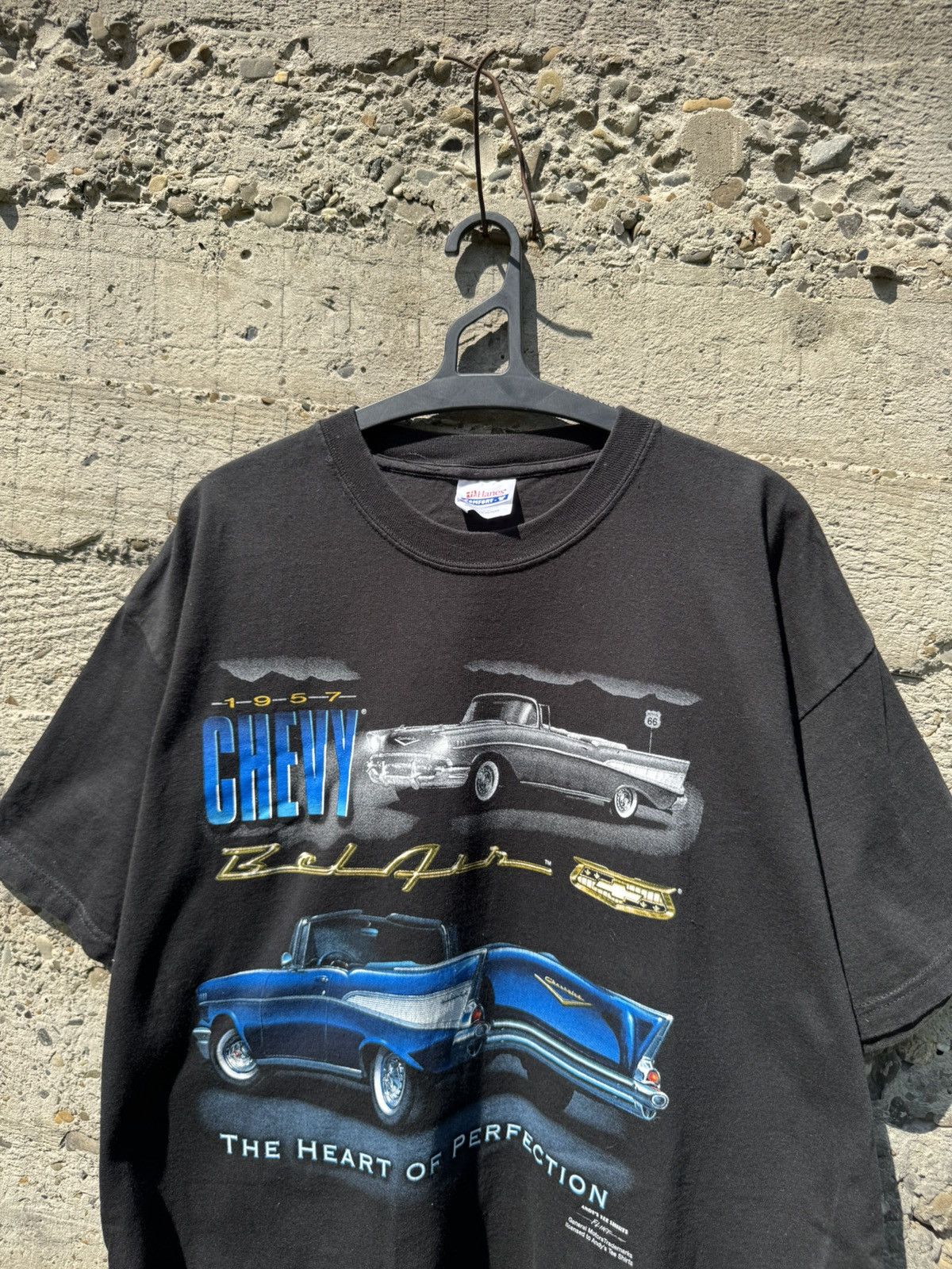Vintage Vintage Chevy Bel Air 1957 Hanes Black Crewneck tee Size US XL / EU 56 / 4 - 5 Thumbnail