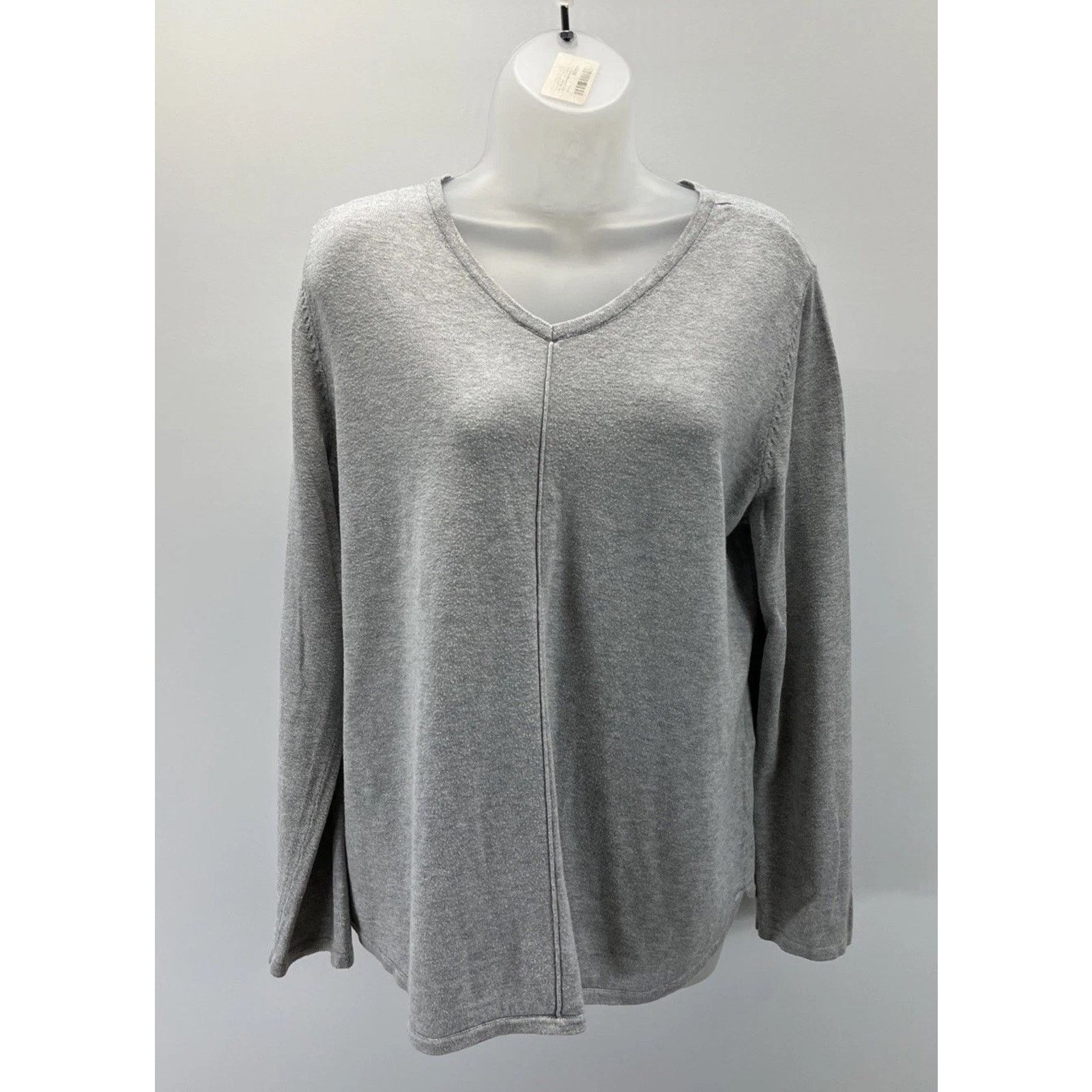 Chicos Chicos 2 Tunic Sweater Womens L Gray V Neck Size L / US 10 / IT 46 - 1 Thumbnail