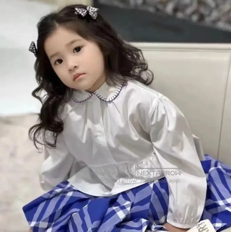Burberry Burberry White Cotton Women's Shirt with Blue Details. Size L / US 10 / IT 46 - 9 Thumbnail