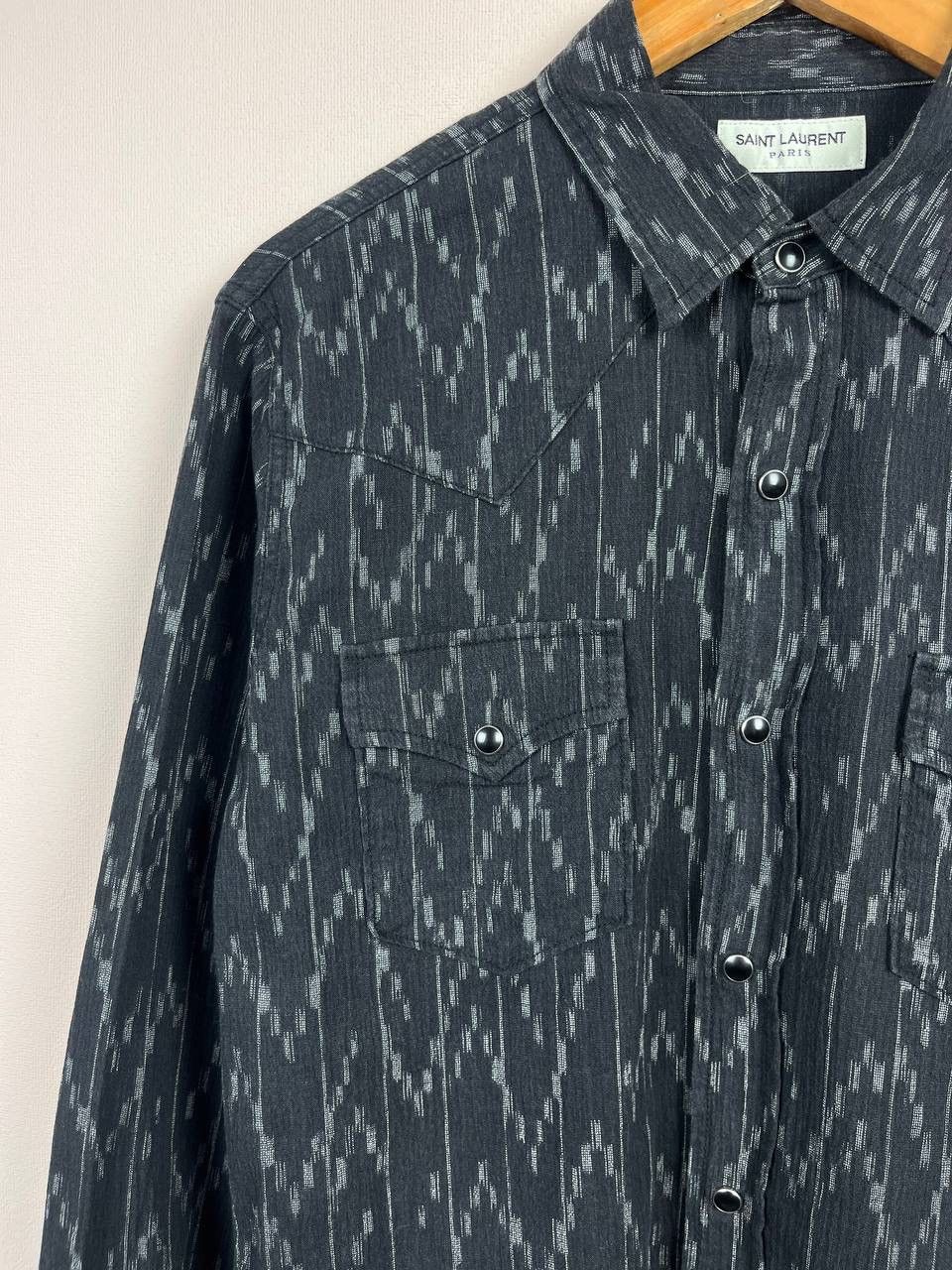 Saint Laurent Paris Saint Laurent Paris Black Gray Abstract Pattern Shirt Size US S / EU 44-46 / 1 - 2 Thumbnail