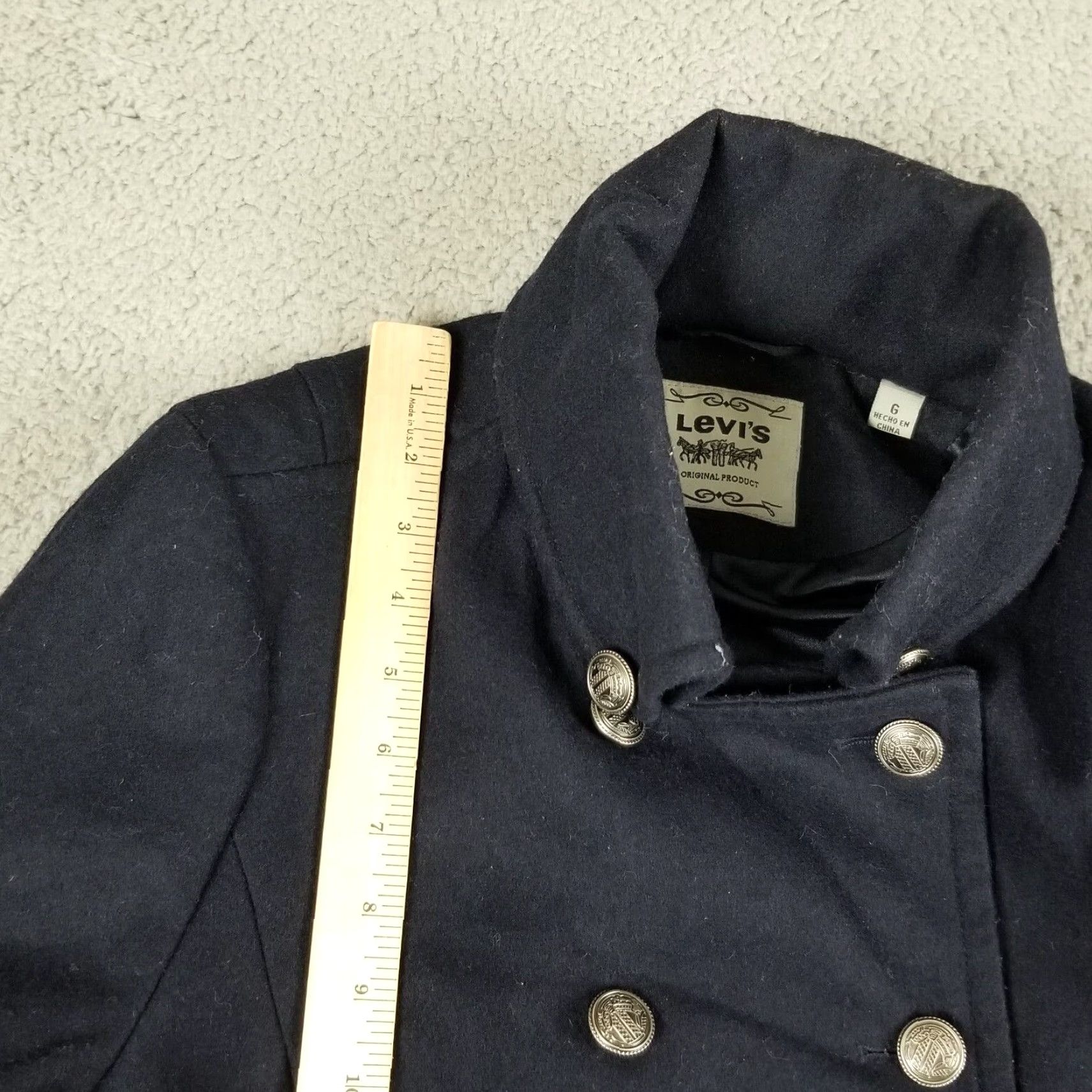 Levi's LEVI'S WINTER WOOL DOUBLE BREASTED NAVY PEA COAT JACKET WOMAN LARGE 78 Size L / US 10 / IT 46 - 3 Thumbnail
