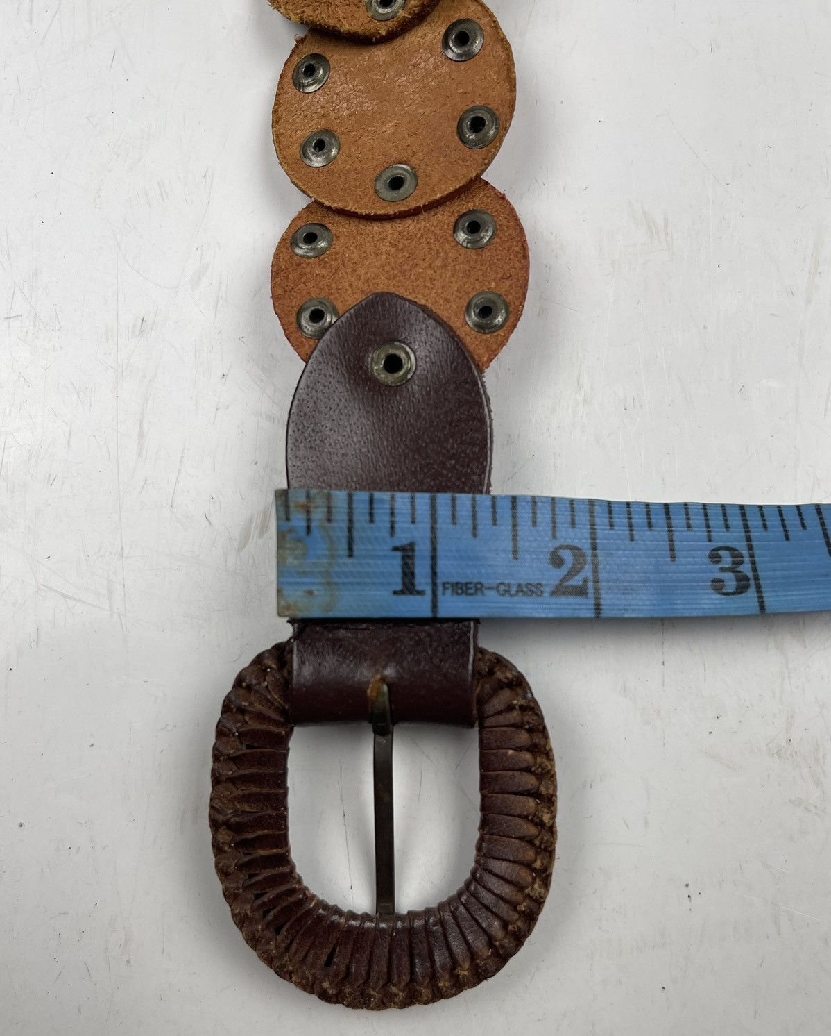 Japanese Brand super rare multicolor studded leather belt tc32 Size 38 - 6 Thumbnail