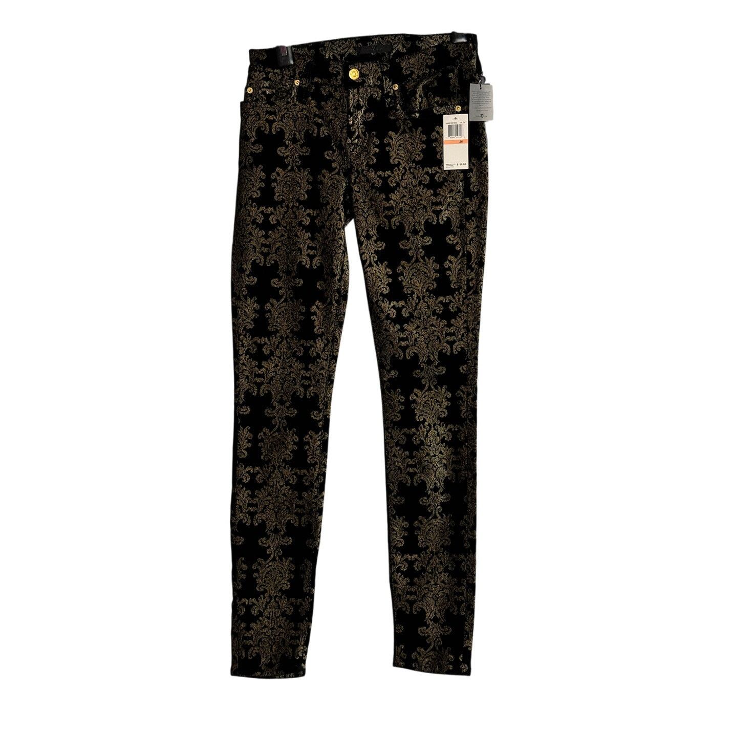 7 For All Mankind NWT Seven7 For All Mankind Brocade Black Gold Pants Holiday Size 26" / US 2 / IT 38 - 3 Thumbnail