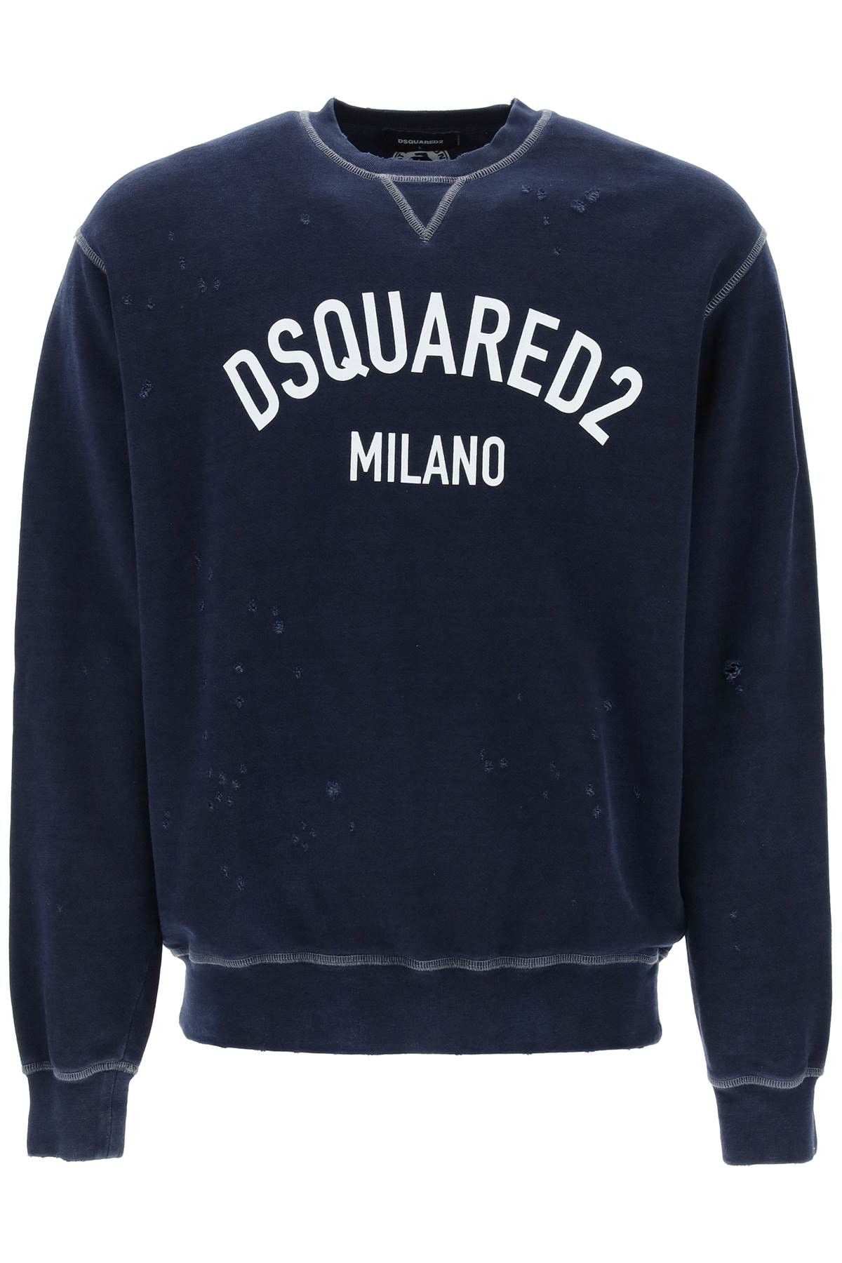 image of Dsquared2 "used Effect Cool Fit Sweatshirt in Navy Blue, Men's (Size XL)