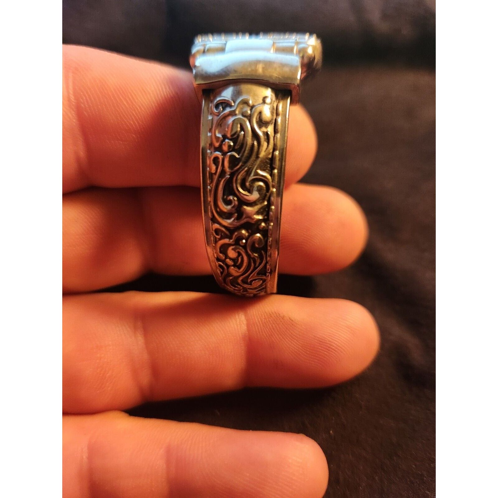 Lafayette 148 Lafayette Japan silver Cuff Vtg Retro Stainless new battery Size ONE SIZE - 2 Thumbnail