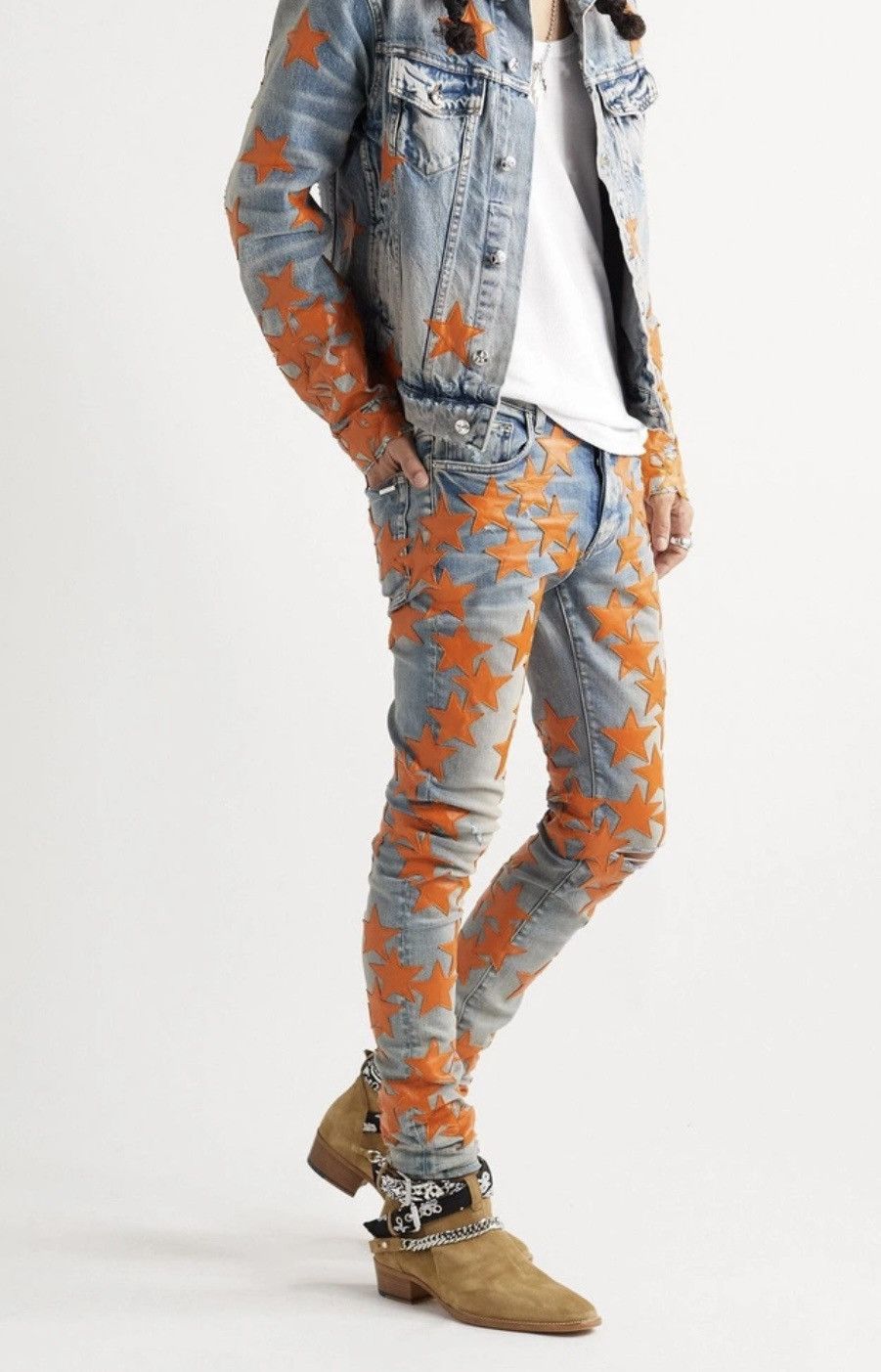 Amiri Amiri X Chemist Collaboration Slim Fit Leather Stars Patch Size US 34 / EU 50 - 16 Thumbnail