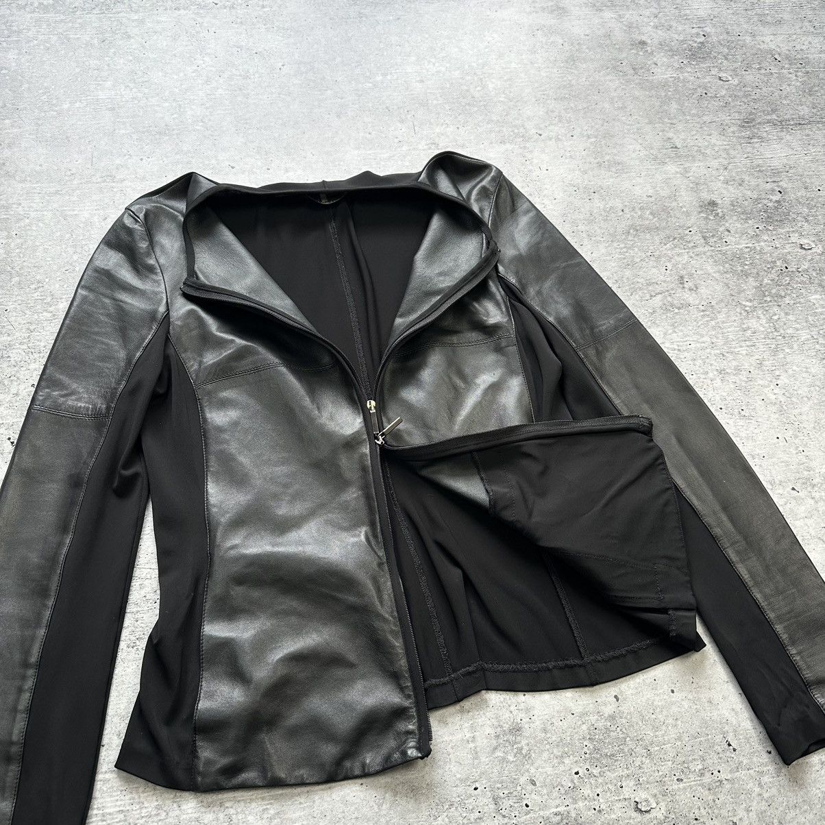 Vintage S Max Mara Leather Soft Combination Viscose Jacket Size L / US 10 / IT 46 - 7 Thumbnail
