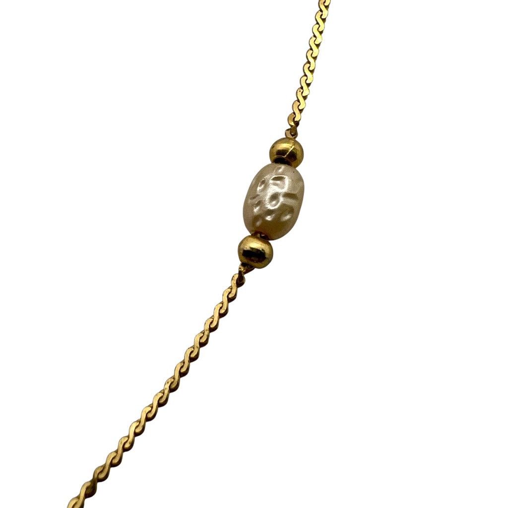 Vintage Vintage Faux Pearl Station Necklace 24'' Gold Tone Chain Size ONE SIZE - 3 Thumbnail