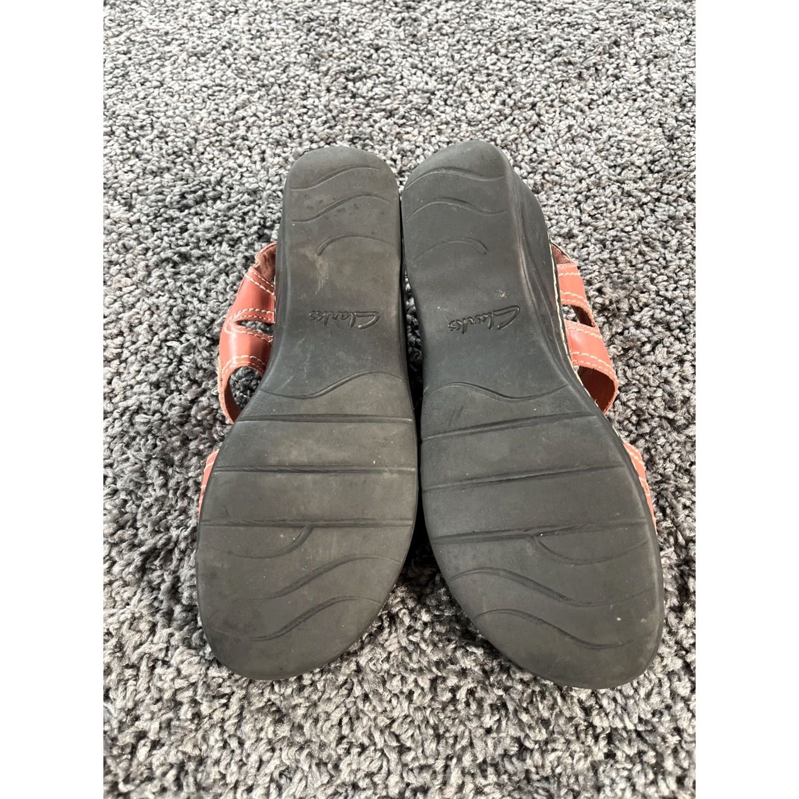 Clarks VINTAGE Clarks Bendables Sandal Women US 8.5W Leather Pink Peach Strappy Wedge Slip On Belt/Hook & Loop Size US 9 / IT 39 - 6 Thumbnail