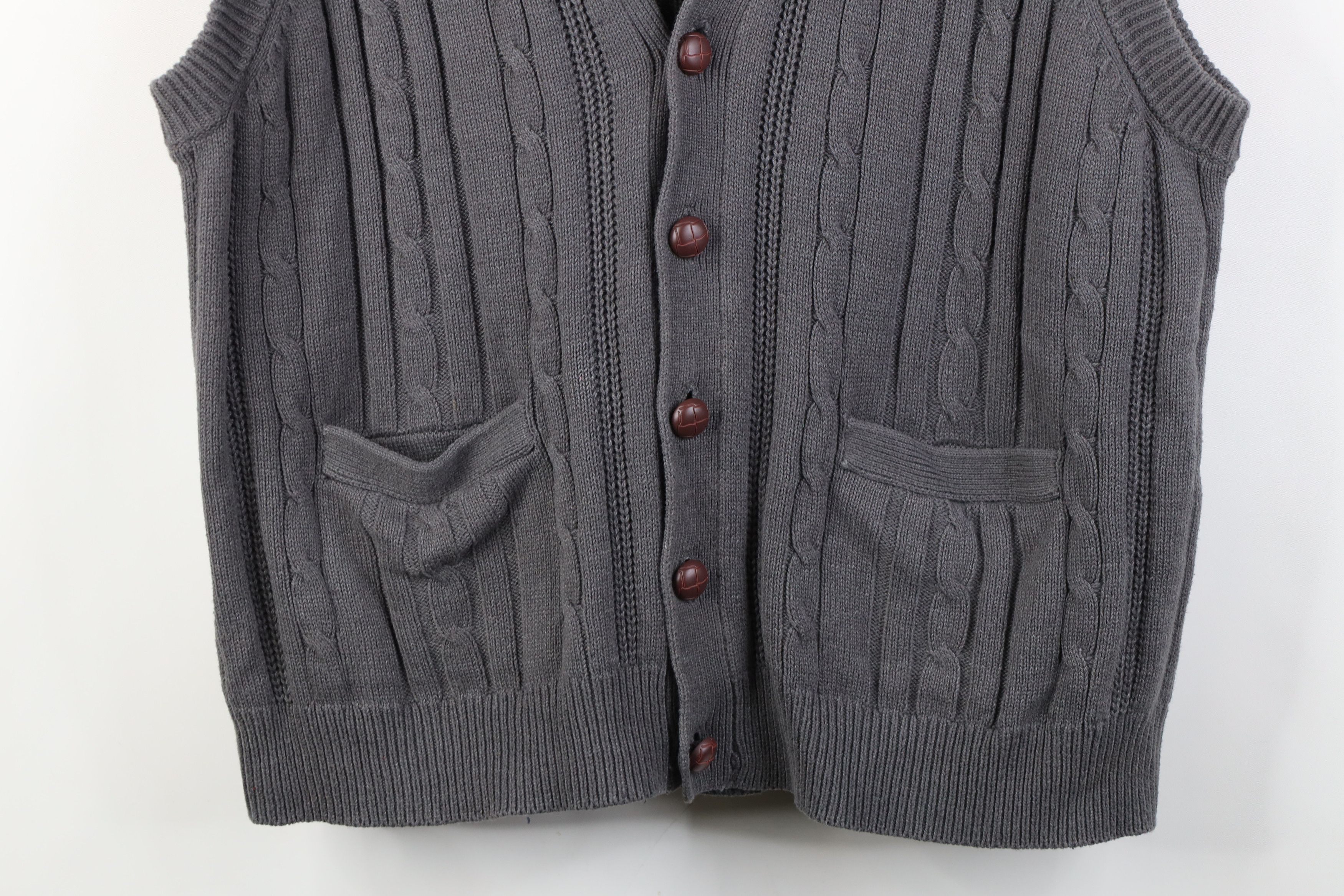 Vintage Vintage 90s Y2K Streetwear Knit Fisherman Sweater Vest Gray Size US XL / EU 56 / 4 - 3 Thumbnail