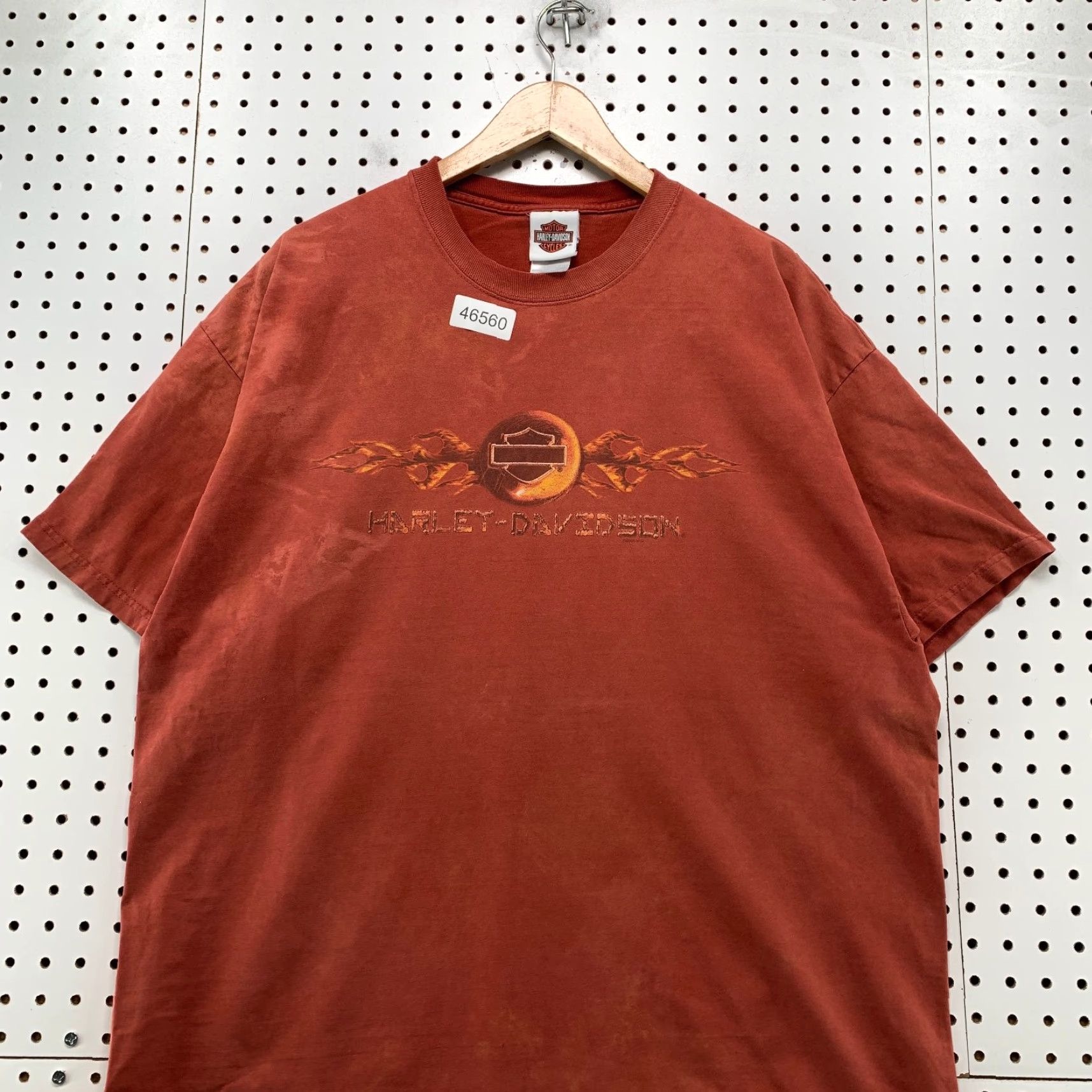 Harley Davidson Harley-Davidson Flame Shirt Mens 2XL Faded Orange Tribal St Charles Il Regular T-Shirt Cotton Graphic Print Vintage Mens Size US XXL / EU 58 / 5 - 4 Thumbnail