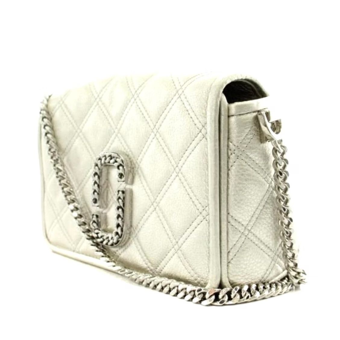 Marc Jacobs Marc Jacobs Shoulder Bag Leather Silver Quilted Chain AN40 Used Women Size ONE SIZE - 4 Thumbnail