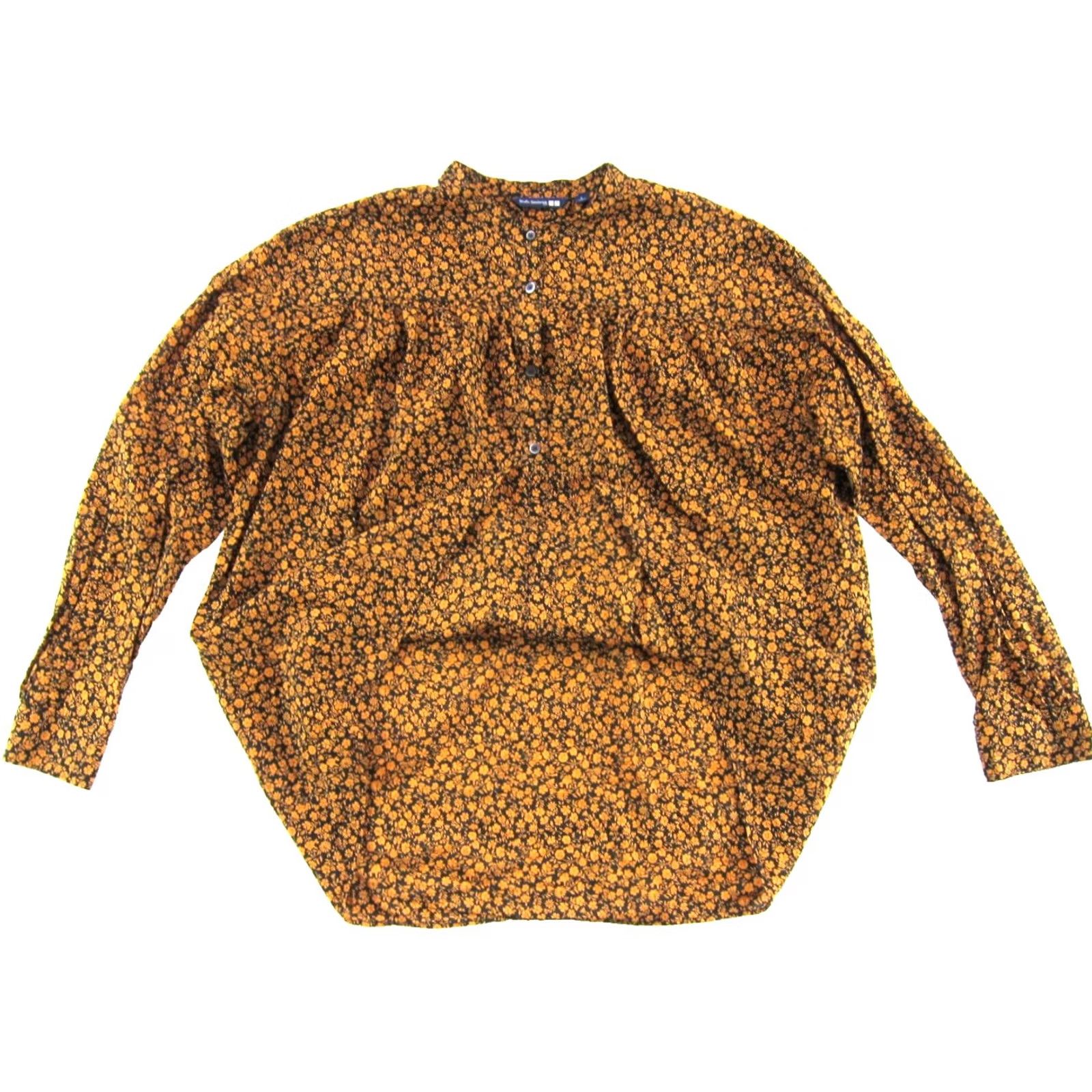 Uniqlo Uniqlo Blouse Long Sleeve Floral Button Down 100% Cotton Orange Large Women's Shirt Size L / US 10 / IT 46 - 4 Thumbnail