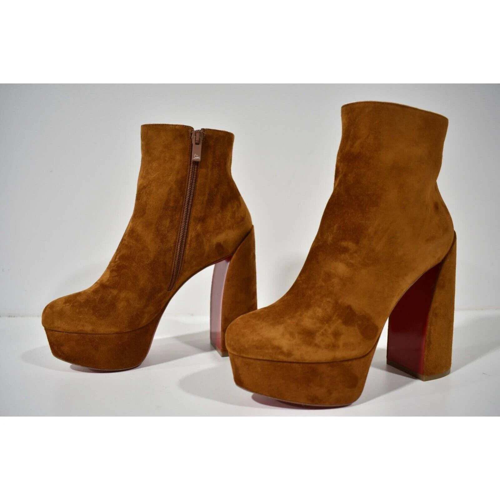 Christian Louboutin Movida Booty 130 Brown Foxy Platform Block Heel Boot 40 Size US 10 / IT 40 - 9 Thumbnail