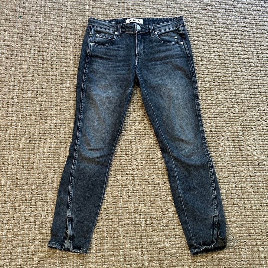 AMO AMO Denim Twist Zip Skinny Jeans in Smoke — Size 26 Size 26" / US 2 / IT 38 - 2 Thumbnail