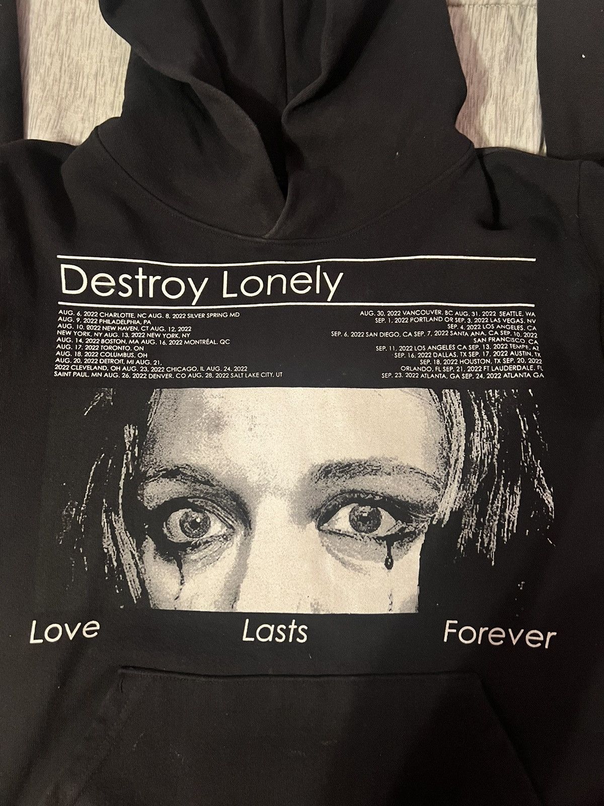 Image of Vintage Destroy Lonely Love Lasts Forever Hoodie in Black, Men's (Size Small)