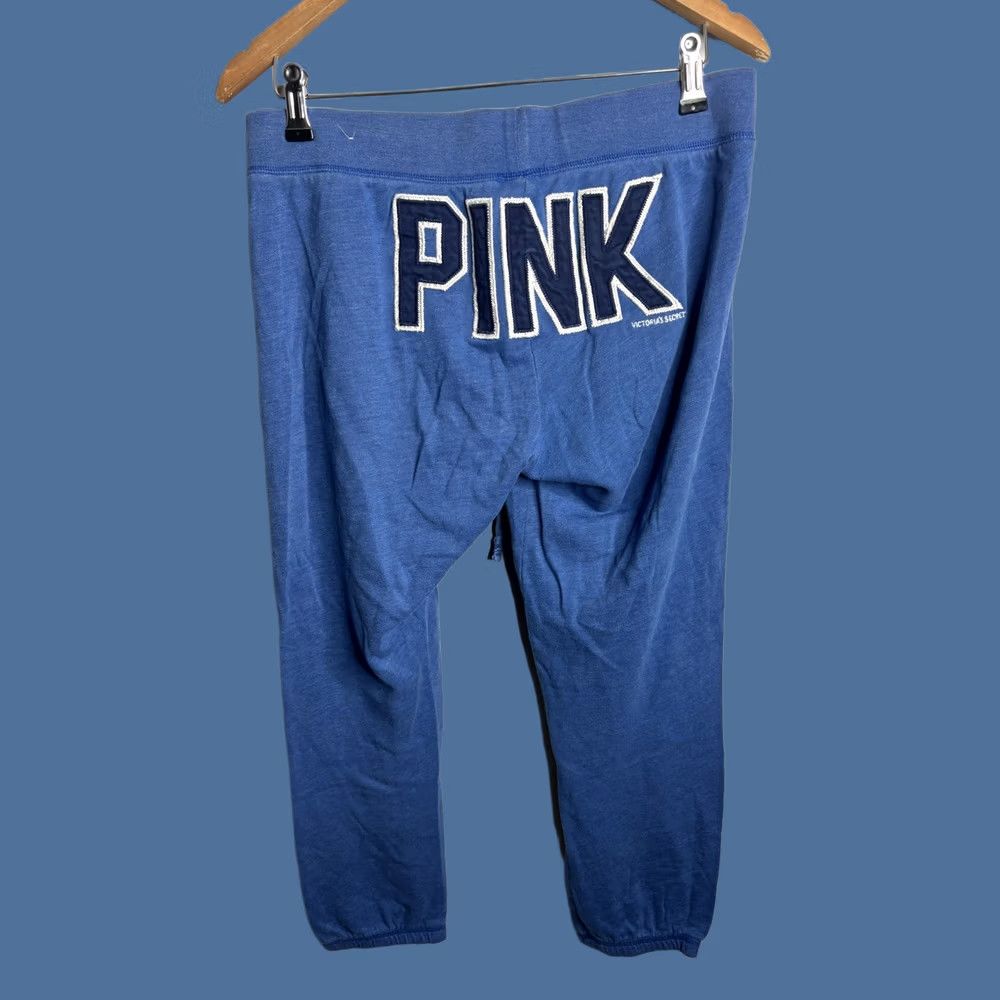 Pinko PINK Victoria's Secret Sweatpants Womens Small Blue Capri Joggers Logo Applique Size 26" / US 2 / IT 38 - 1 Thumbnail